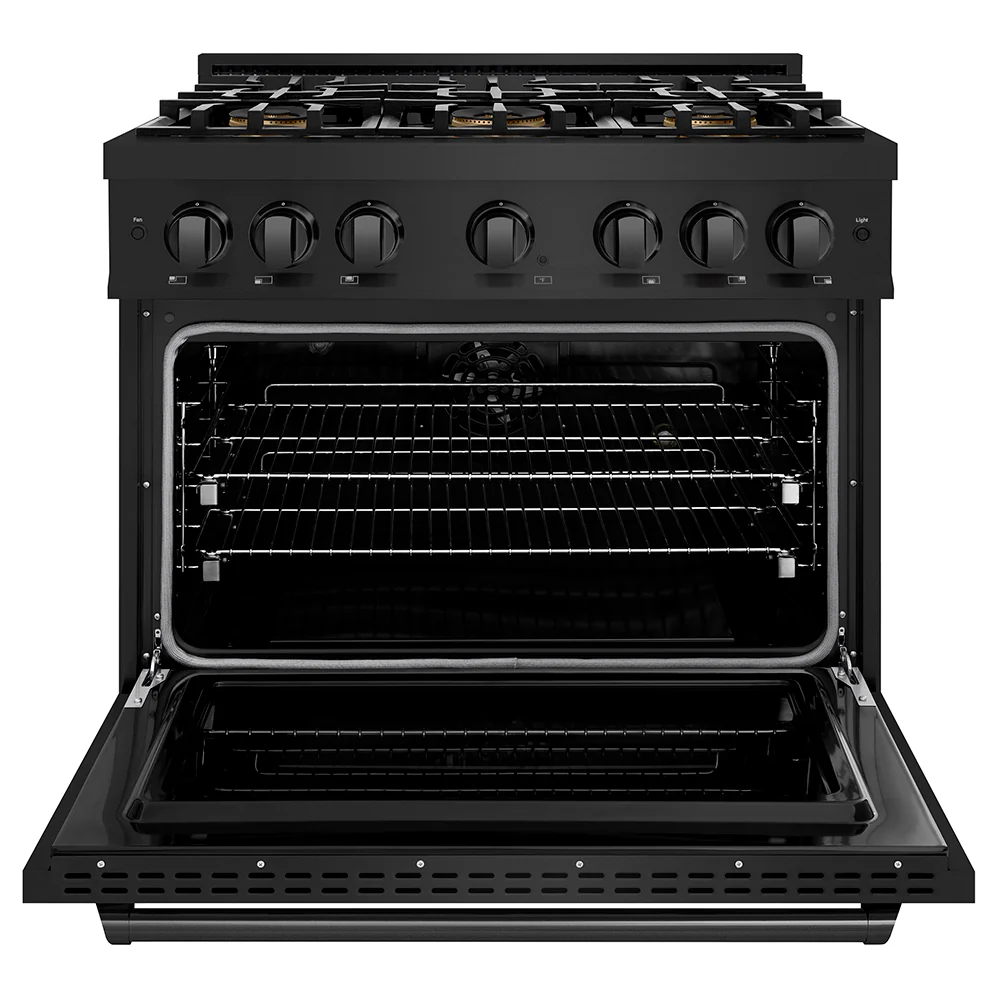 ZLINE 36 in. 5.2 cu. ft. Classic Dual Fuel Range with 6 Burner DuoPro™ Cooktop and Electric Convection Oven in Black Stainless Steel (PCDRB-36) - Image 9
