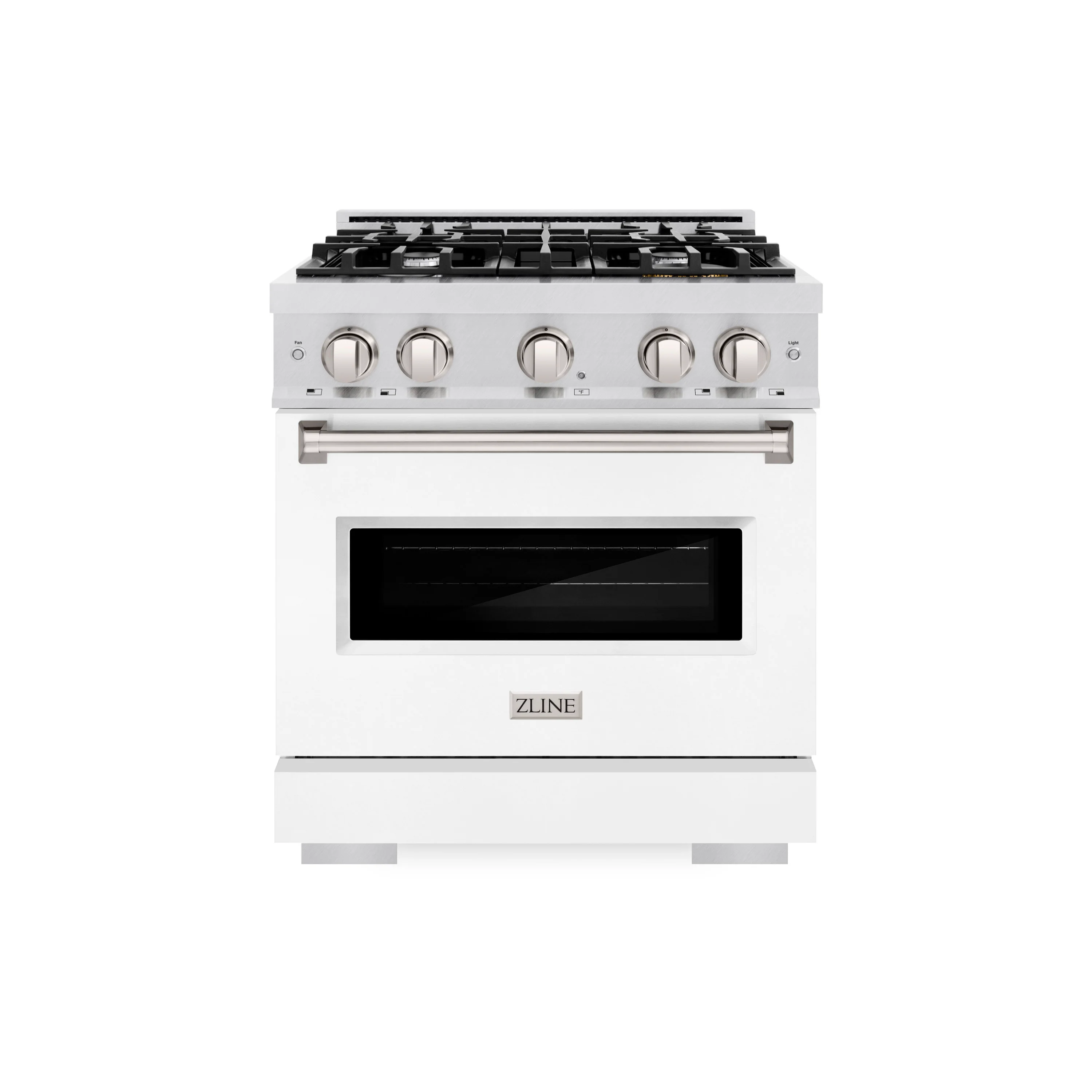 ZLINE 36 in. 5.2 cu. ft. Classic Dual Fuel Range with 6 Burner Gas Cooktop and Electric Convection Oven in Satin Stainless Steel with White Matte Door (CDRS-WM-36) - Image 3