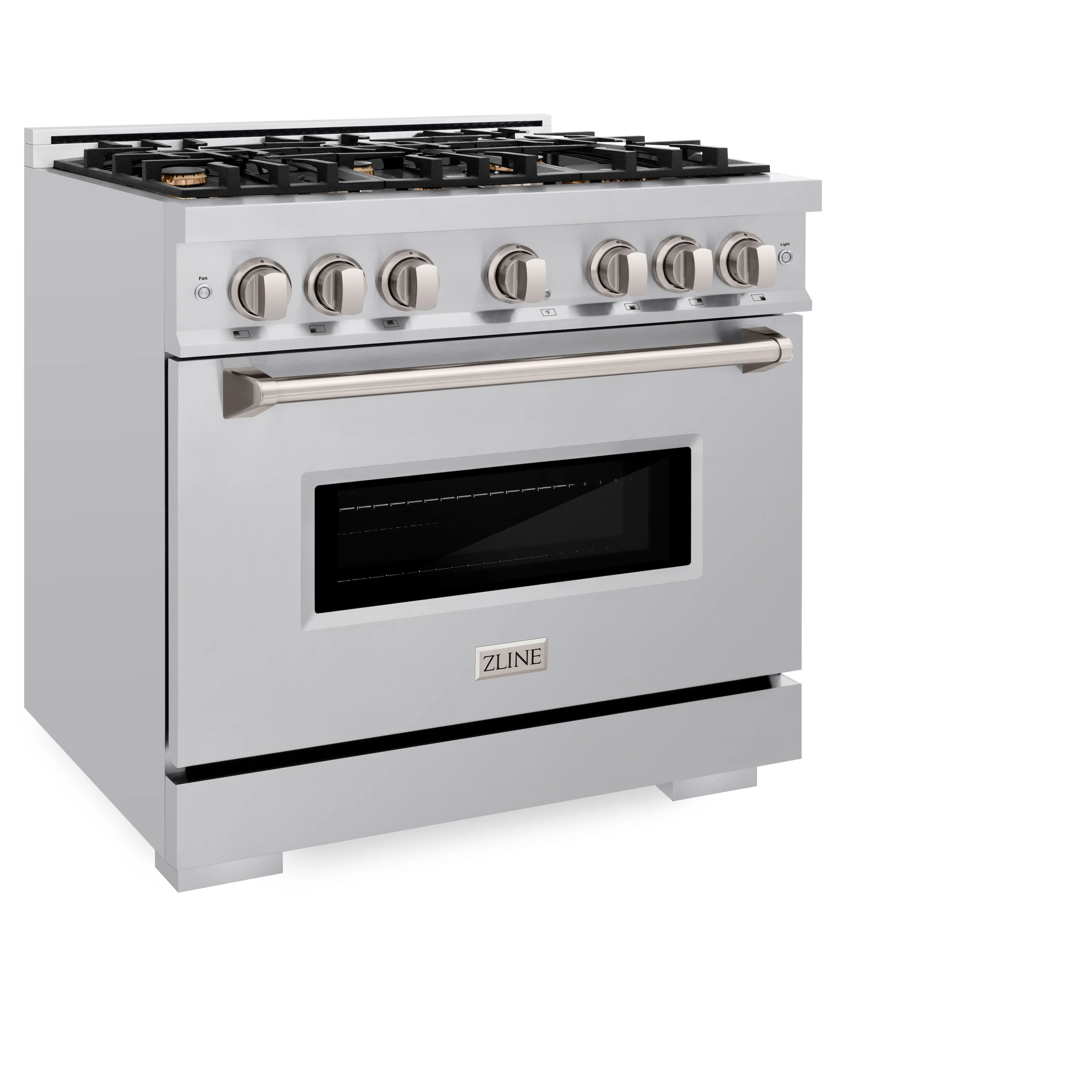ZLINE 36 in. 5.2 cu. ft. Classic Dual Fuel Range with Gas Cooktop and Electric Convection Oven in Stainless Steel with 6 Brass Burners (CDR-BR-36) - Image 4