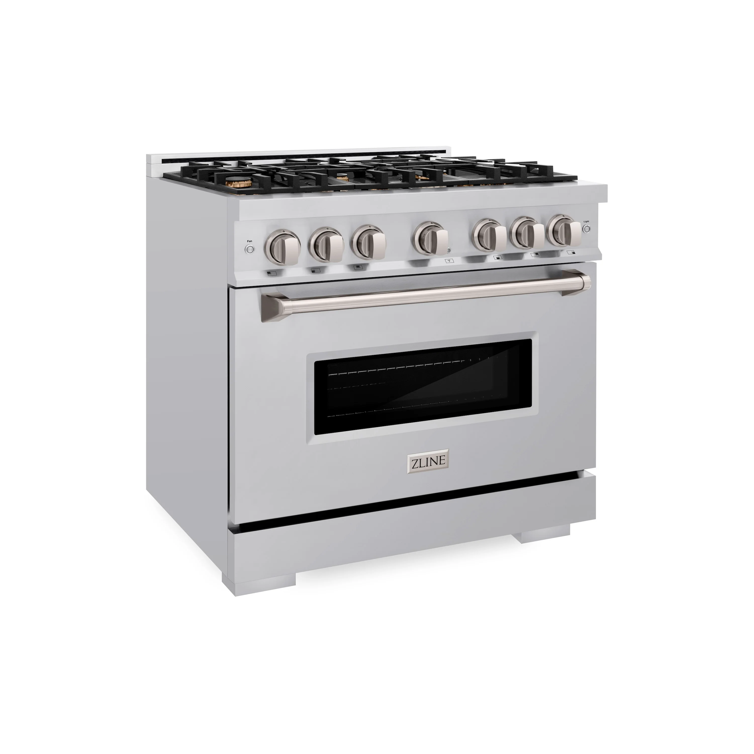 ZLINE 36 in. 5.2 cu. ft. Classic Dual Fuel Range with Gas Cooktop and Electric Convection Oven in Stainless Steel with 6 Brass Burners (CDR-BR-36) - Image 5