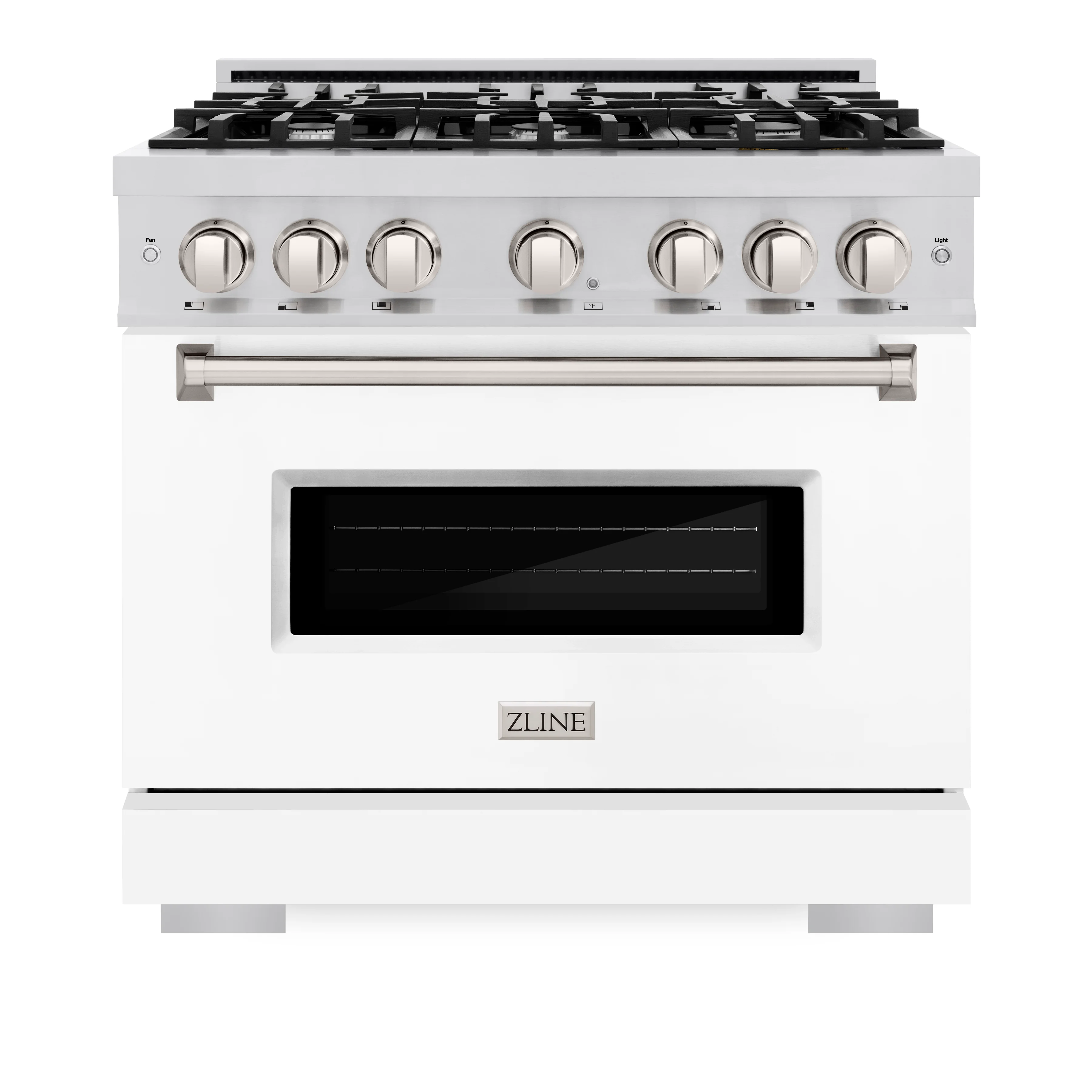 ZLINE 36 in. 5.2 cu. ft. Classic Dual Fuel Range with 6 Burner Gas Cooktop and Electric Convection Oven in Stainless Steel with White Matte Door (CDR-WM-36) - Image 3