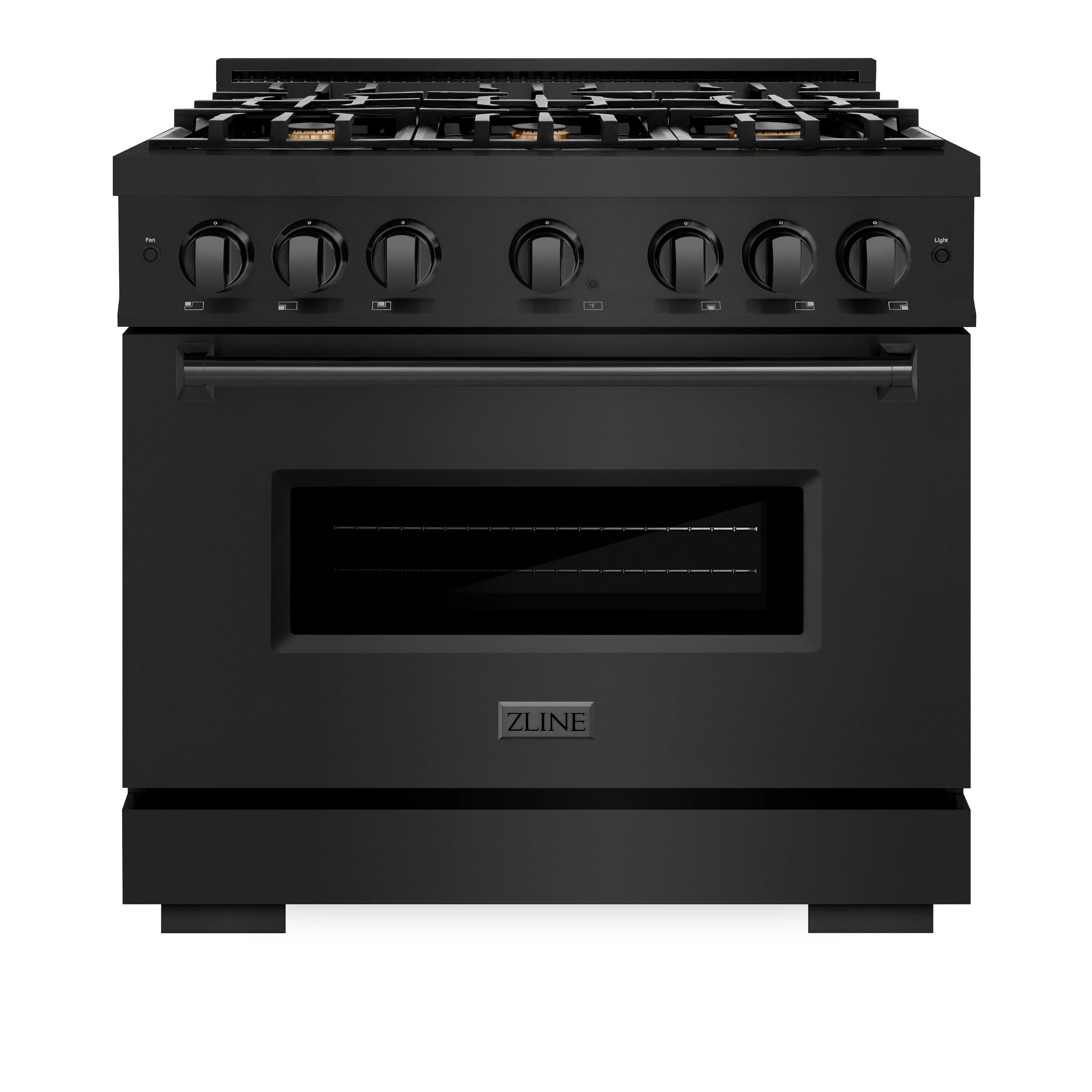 ZLINE 36 in. 5.2 cu. ft. Classic Gas Range with Convection Gas Oven in Black Stainless Steel with 6 Brass Burners (CGRB-BR-36) - Image 2