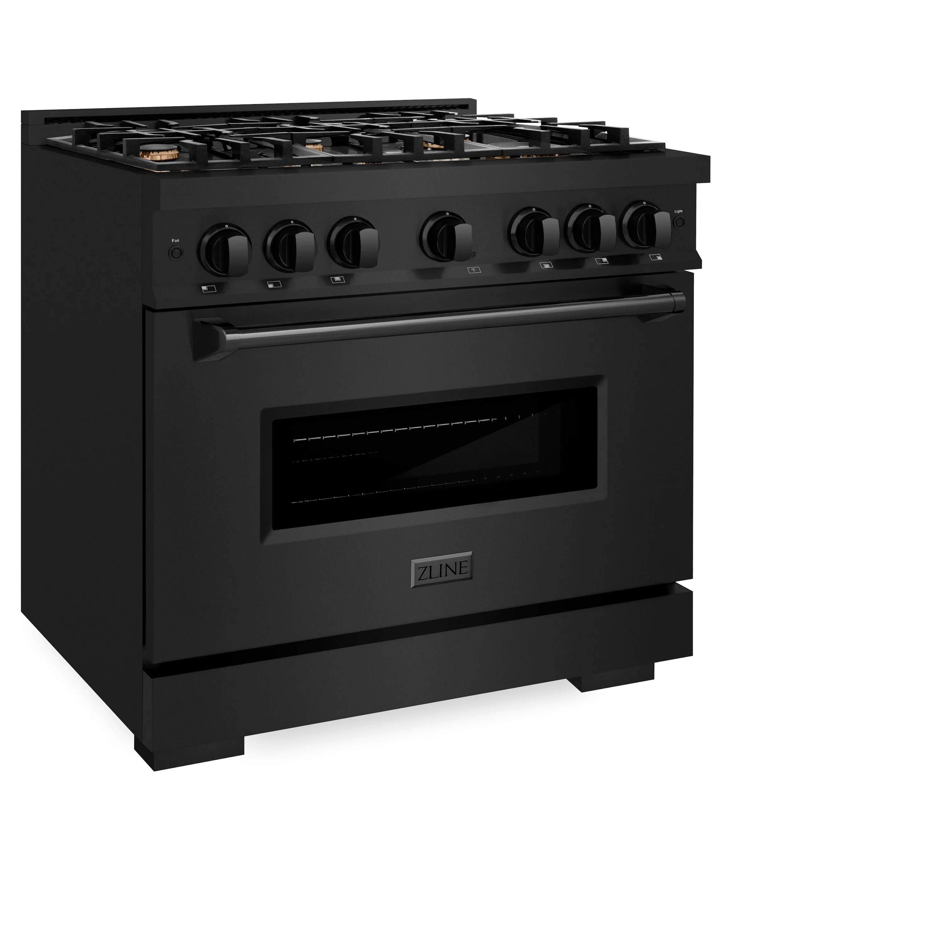 ZLINE 36 in. 5.2 cu. ft. Classic Gas Range with Convection Gas Oven in Black Stainless Steel with 6 Brass Burners (CGRB-BR-36) - Image 4