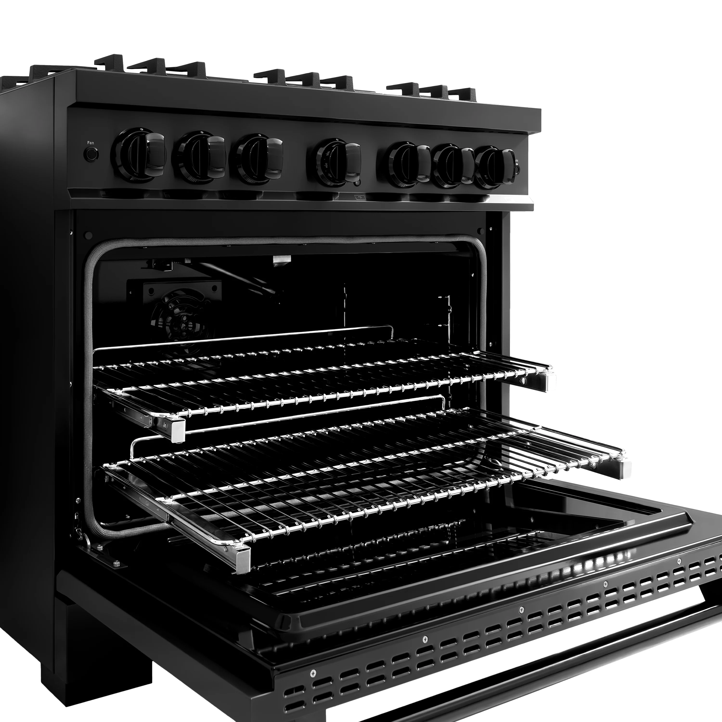 ZLINE 36 in. 5.2 cu. ft. Classic Gas Range with Convection Gas Oven in Black Stainless Steel with 6 Brass Burners (CGRB-BR-36) - Image 7