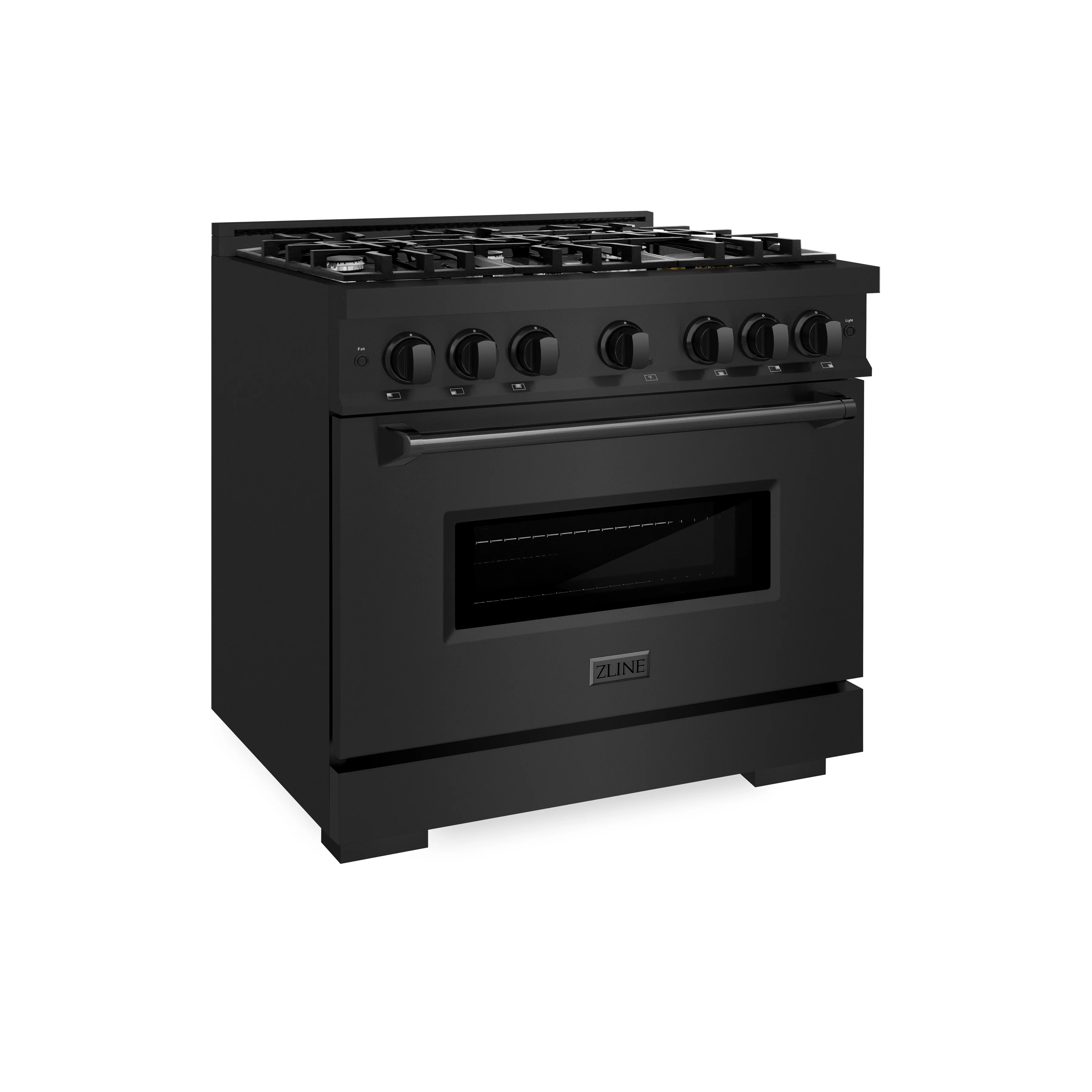 ZLINE 36 in. 5.2 cu. ft. Classic Gas Range with 6 Burner Cooktop and Convection Gas Oven in Black Stainless Steel (CGRB-36) - Image 4