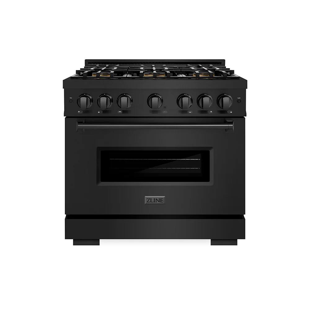 ZLINE 36 in. 5.2 cu. ft. Classic Gas Range with 6 Burner DuoPro™ Cooktop and Convection Gas Oven in Black Stainless Steel (PCGRB-36) - Image 7