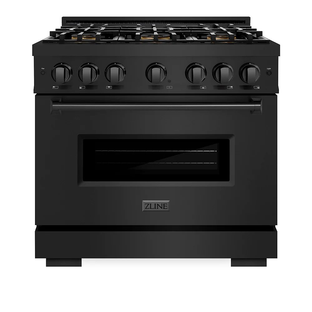 ZLINE 36 in. 5.2 cu. ft. Classic Gas Range with 6 Burner DuoPro™ Cooktop and Convection Gas Oven in Black Stainless Steel (PCGRB-36) - Image 8