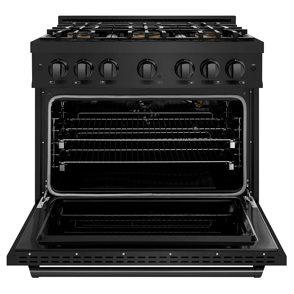 ZLINE 36 in. 5.2 cu. ft. Classic Gas Range with 6 Burner DuoPro™ Cooktop and Convection Gas Oven in Black Stainless Steel (PCGRB-36) - Image 9