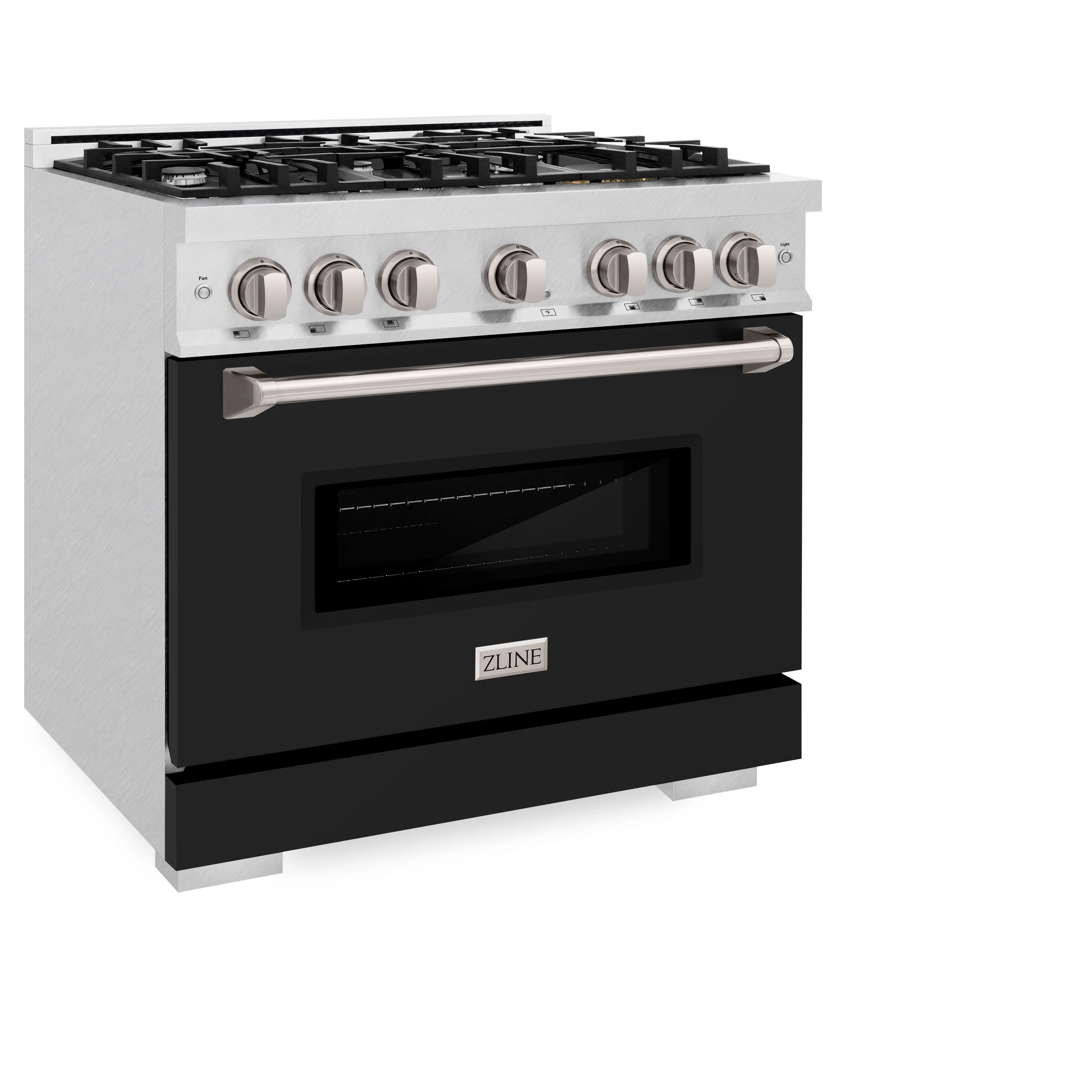 ZLINE 36 in. 5.2 cu. ft. Classic Gas Range with 6 Burner Cooktop and Convection Gas Oven in Satin Stainless Steel with Black Matte Door (CGRS-BLM-36) - Image 4