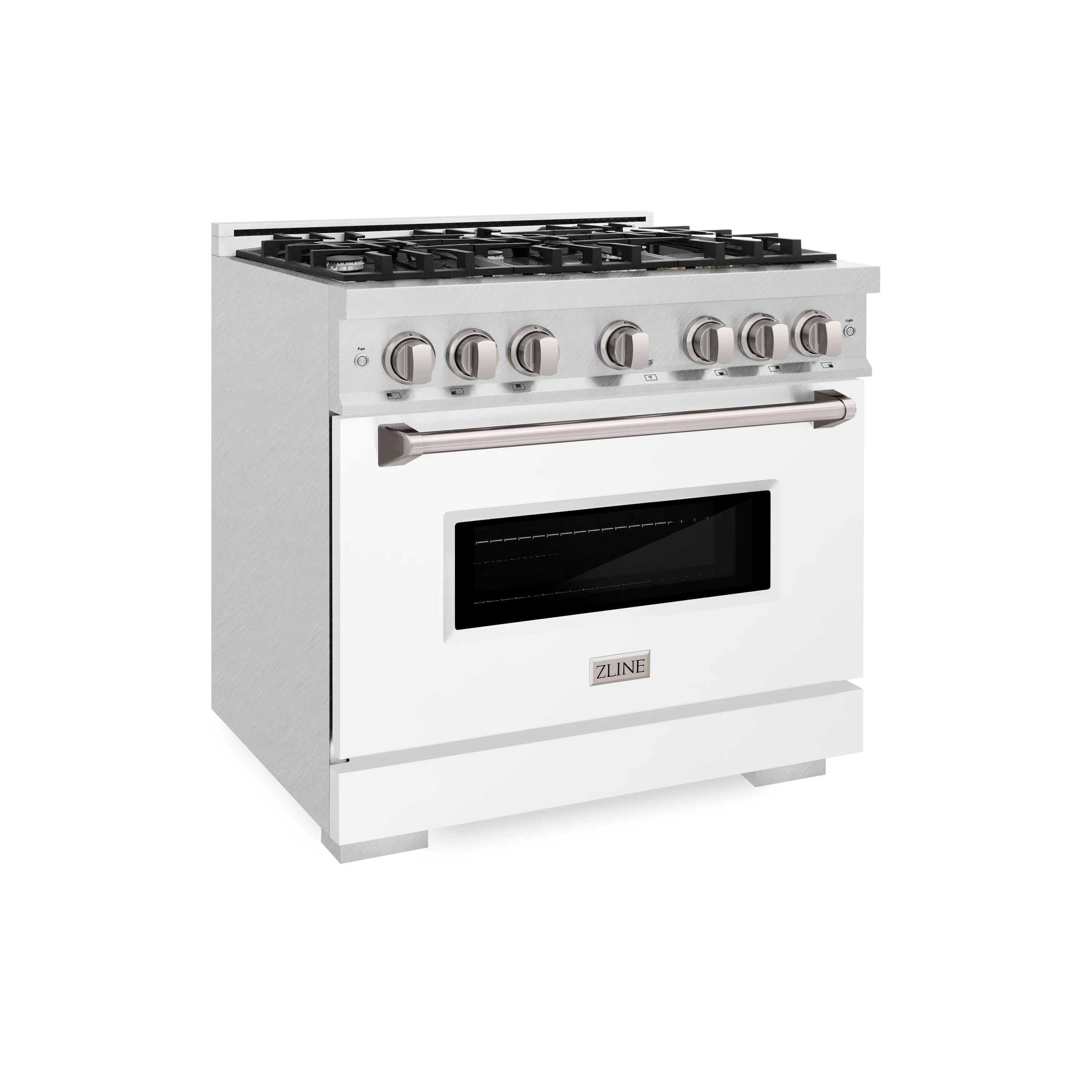 ZLINE 36 in. 5.2 cu. ft. Classic Gas Range with 6 Burner Cooktop and Convection Gas Oven in Satin Stainless Steel with White Matte Door (CGRS-WM-36) - Image 5