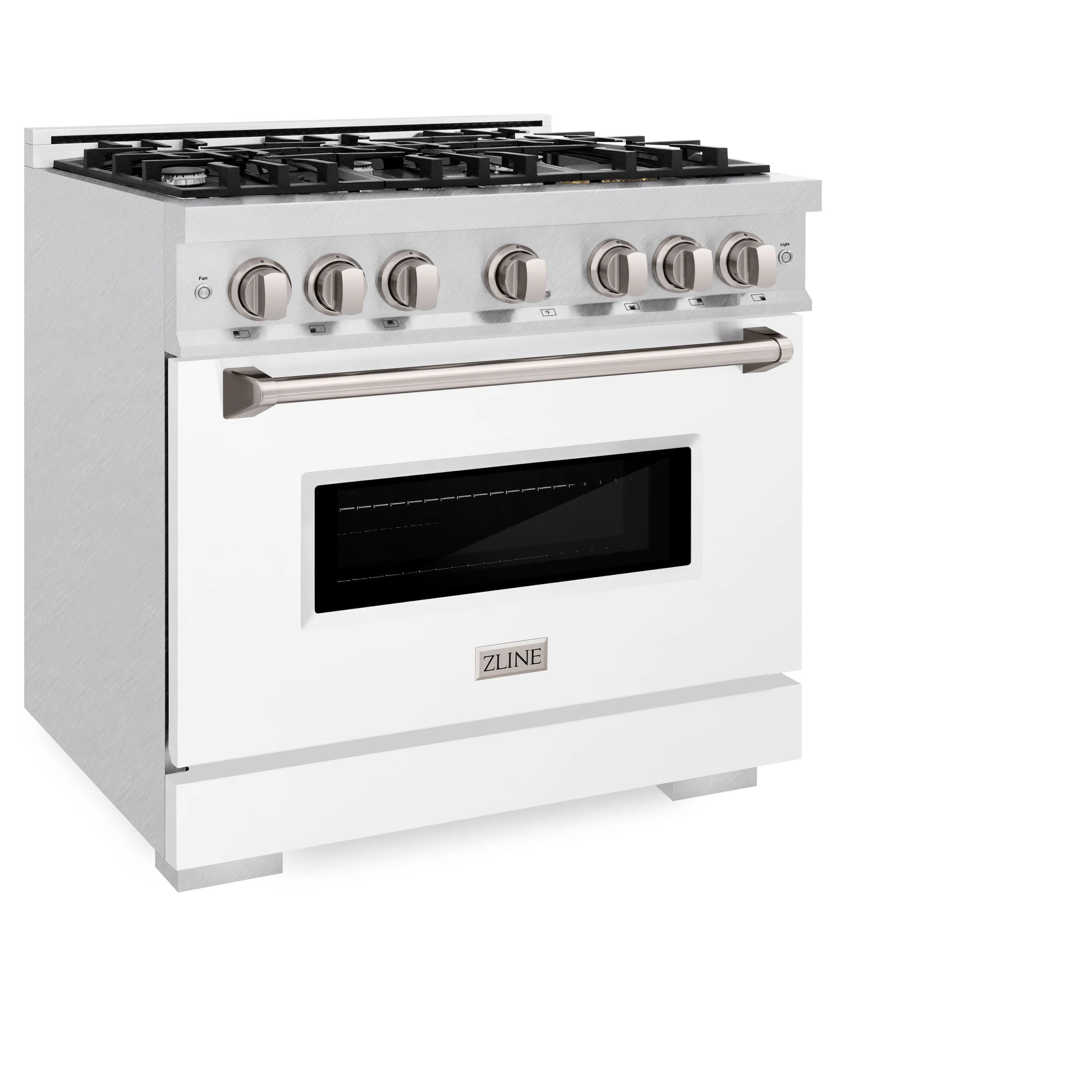 ZLINE 36 in. 5.2 cu. ft. Classic Gas Range with 6 Burner Cooktop and Convection Gas Oven in Satin Stainless Steel with White Matte Door (CGRS-WM-36) - Image 6