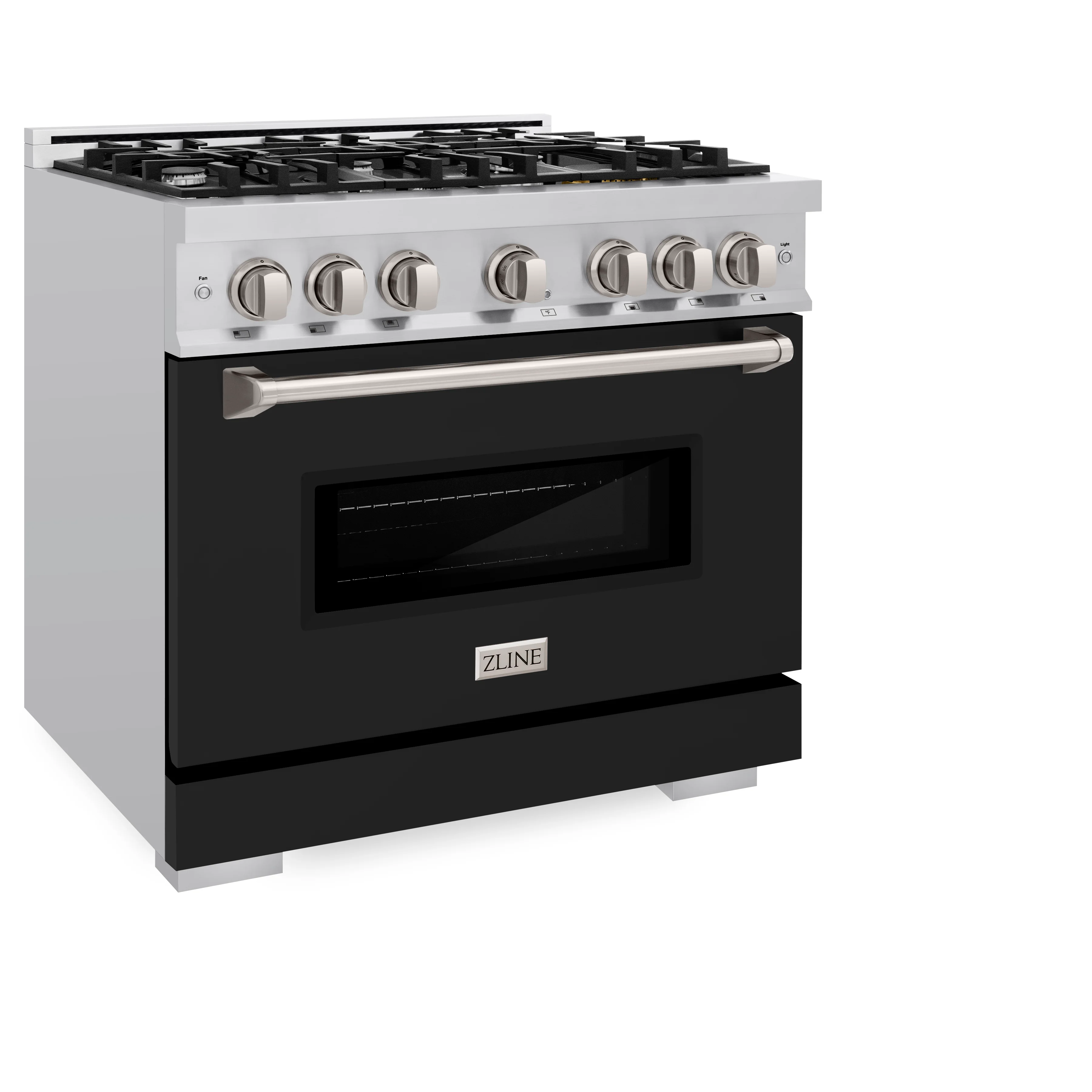 ZLINE 36 in. 5.2 cu. ft. Classic Gas Range with 6 Burner Cooktop and Convection Gas Oven in Stainless Steel with Black Matte Door (CGR-BLM-36) - Image 5