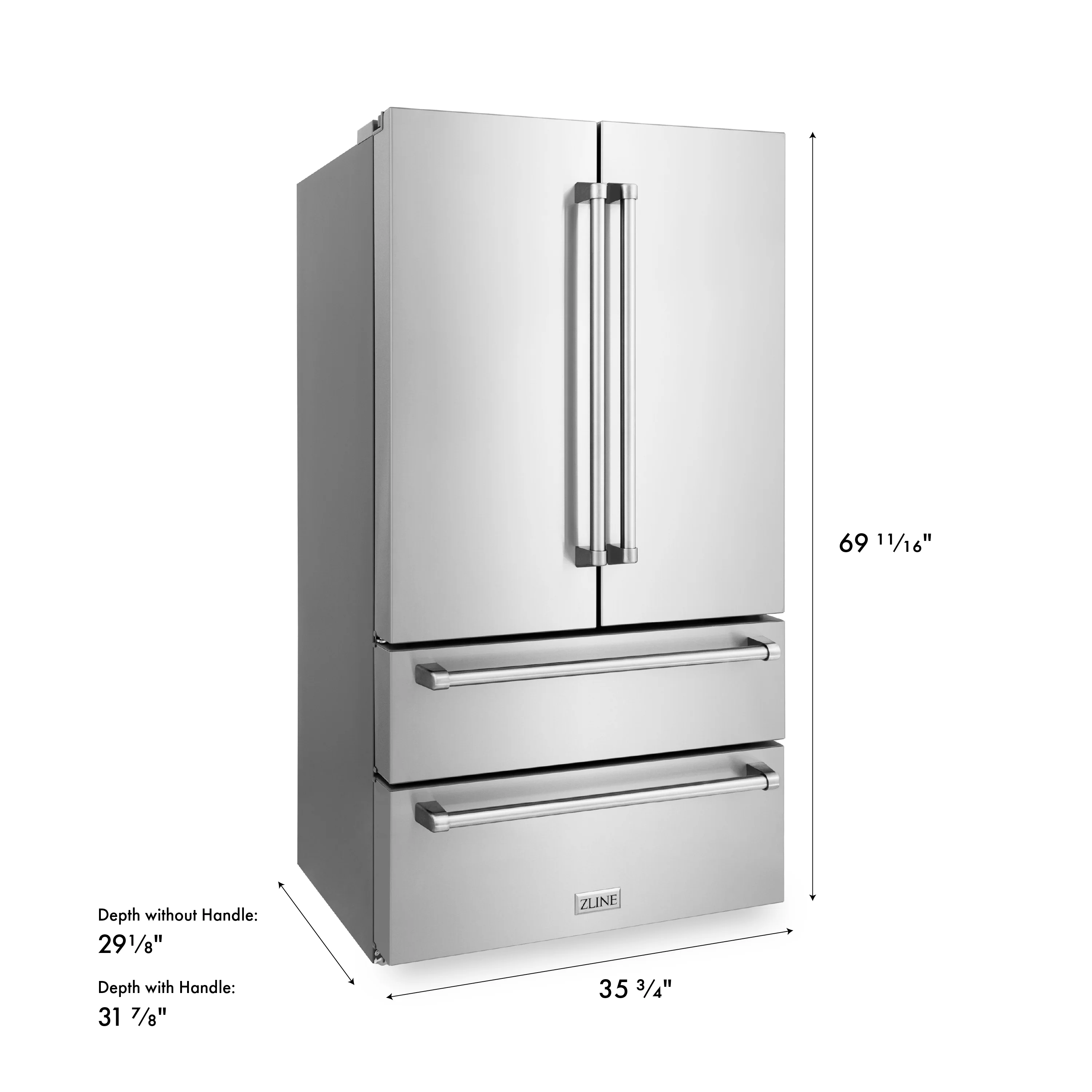 ZLINE 36 in. 22.5 cu. ft. Counter-Depth French Door Refrigerator with Ice Maker in Fingerprint-Resistant Stainless Steel (RFM-36) - Image 24