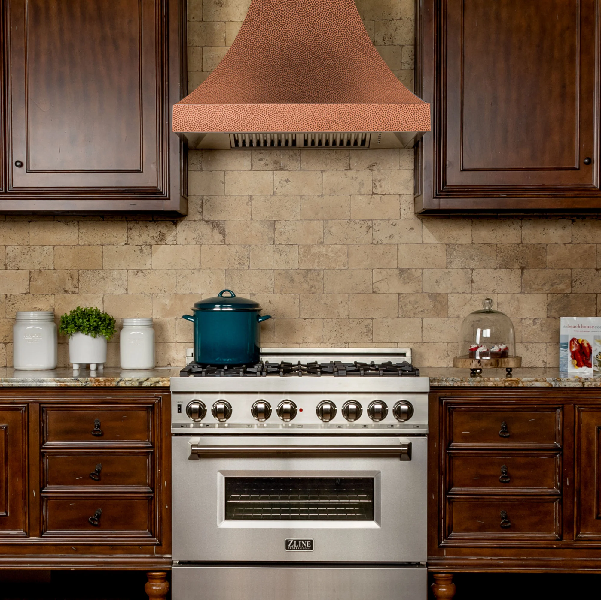 ZLINE 36" Designer Series Hand-HammeredCopper Finish Ducted Wall Range Hood (8632H-36) - Image 2