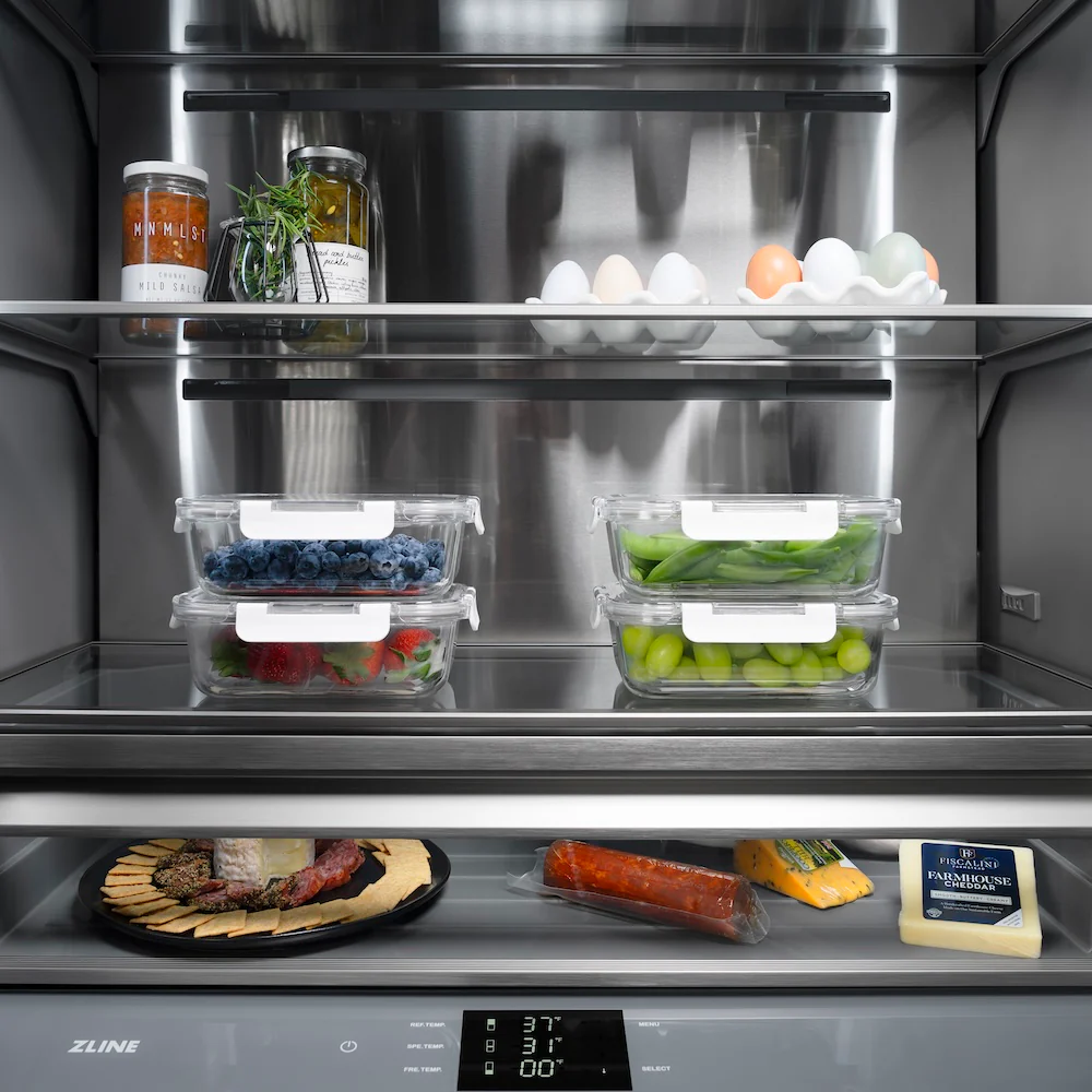 ZLINE 36 in. 19.6 cu. ft. Panel Ready French Door Built-In Bottom Freezer Refrigerator with Water Dispenser and Ice Maker with Graphite Gray Interior, Open Box-Great Condition - Image 13