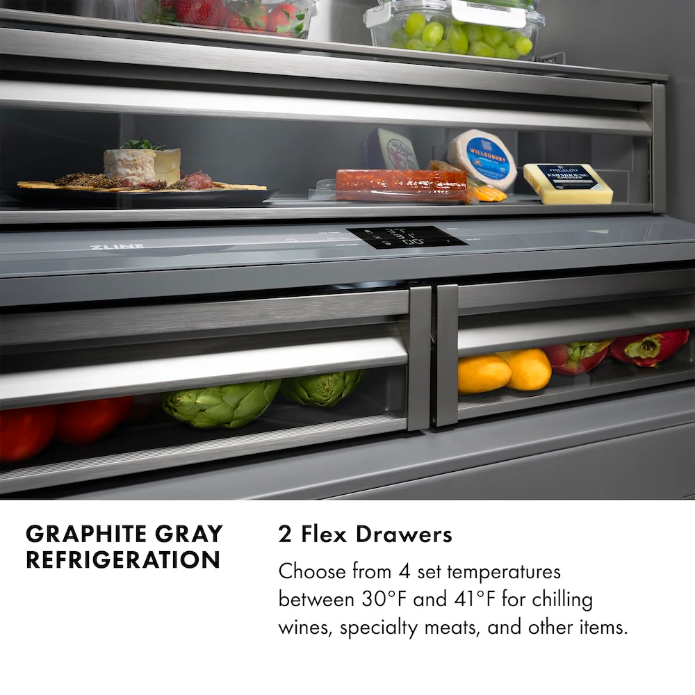 ZLINE 36 in. 19.6 cu. ft. Panel Ready French Door Built-In Bottom Freezer Refrigerator with Water Dispenser and Ice Maker with Graphite Gray Interior, Open Box-Great Condition - Image 23