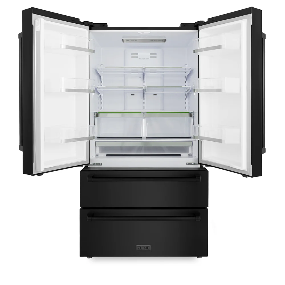 ZLINE 36 in. 22.5 cu. ft. Counter-Depth French Door Refrigerator with Ice Maker in Fingerprint-Resistant Black Stainless Steel, Open Box-Great Condition - Image 3