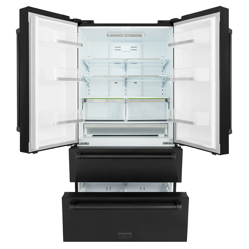 ZLINE 36 in. 22.5 cu. ft. Counter-Depth French Door Refrigerator with Ice Maker in Fingerprint-Resistant Black Stainless Steel, Open Box-Great Condition - Image 4