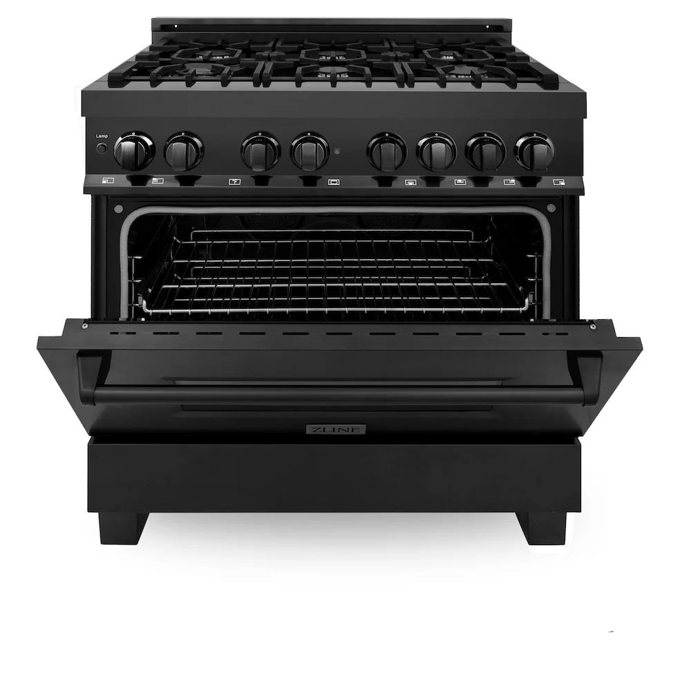ZLINE 36 in. 4.6 cu. ft. Legacy Dual Fuel Range with 6 Burner Gas Cooktop and Electric Convection Oven in Black Stainless Steel, Open Box-Great Condition - Image 4