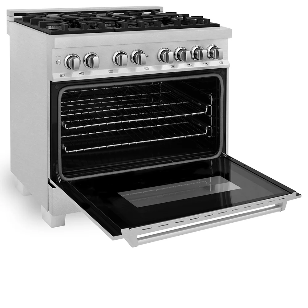 ZLINE 36 in. 4.6 cu. ft. Legacy Dual Fuel Range with 6 Burner Gas Cooktop and Electric Convection Oven in Satin Stainless Steel, Open Box-Great Condition - Image 6