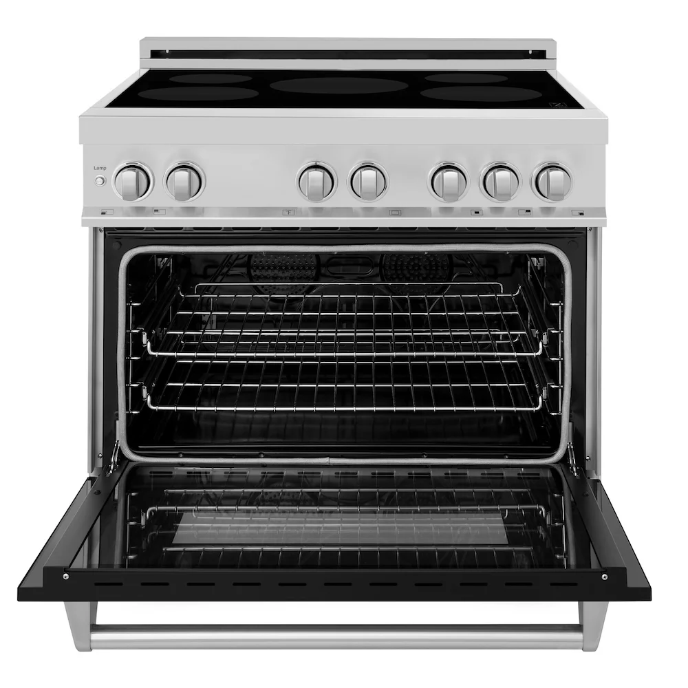 ZLINE 36 in. 4.6 cu. ft. Legacy Induction Range with 5 Element Cooktop and Electric Oven in Satin Stainless Steel and Black Matte Door, Open Box-Great Condition - Image 5