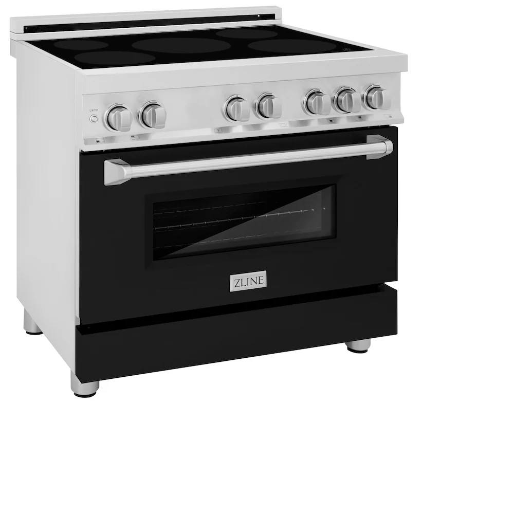 ZLINE 36 in. 4.6 cu. ft. Legacy Induction Range with 5 Element Cooktop and Electric Oven in Satin Stainless Steel and Black Matte Door, Open Box-Great Condition - Image 6