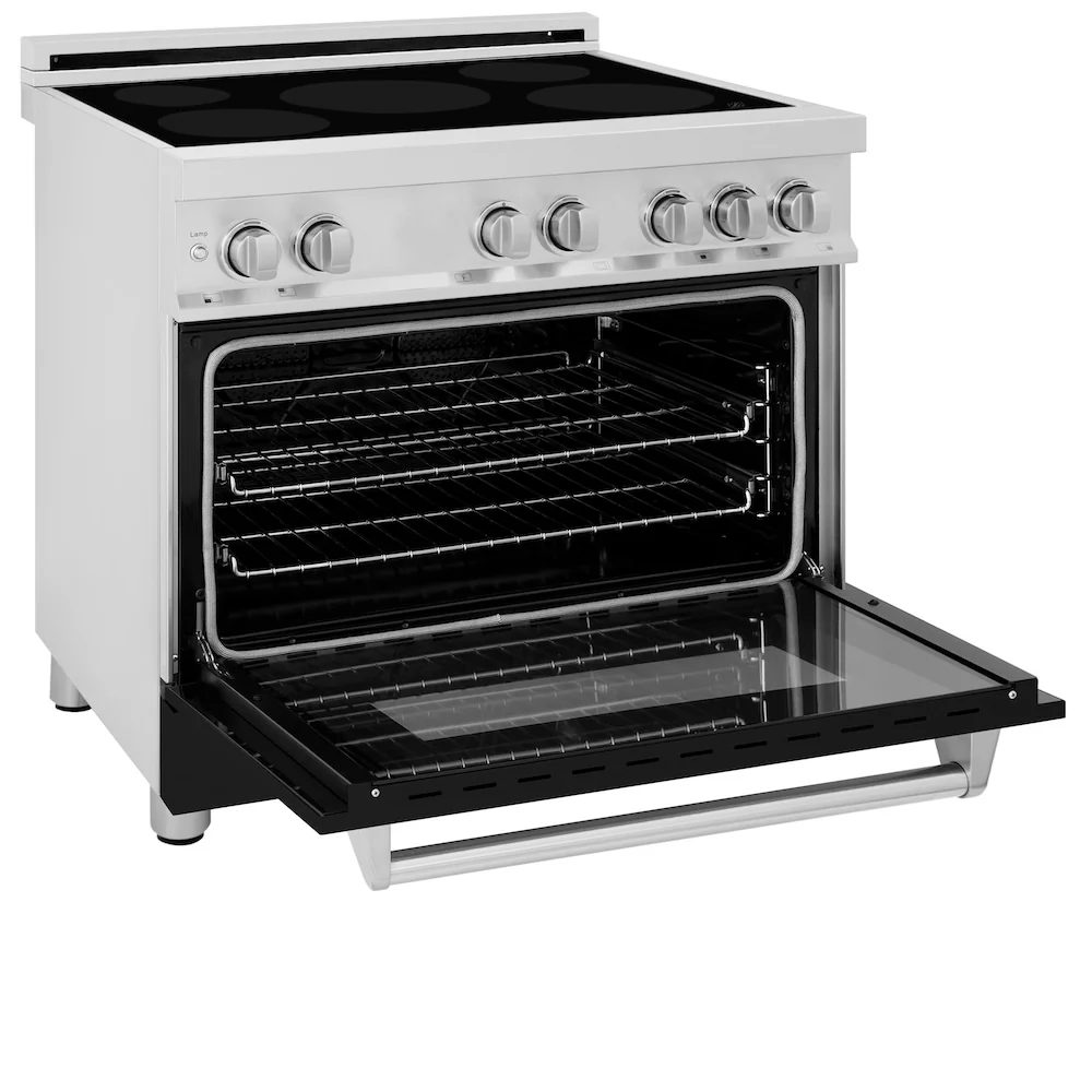 ZLINE 36 in. 4.6 cu. ft. Legacy Induction Range with 5 Element Cooktop and Electric Oven in Satin Stainless Steel and Black Matte Door, Open Box-Great Condition - Image 7