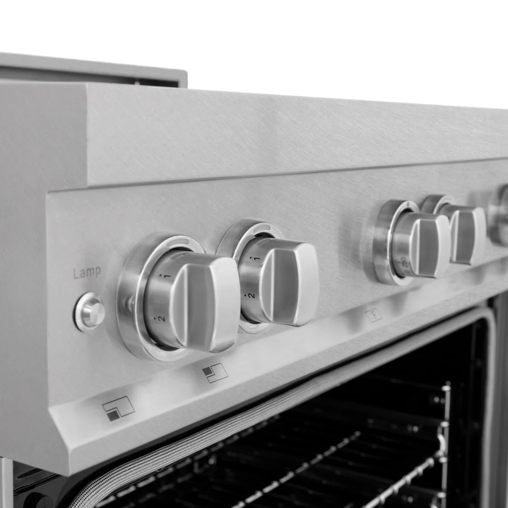 ZLINE 36 in. 4.6 cu. ft. Legacy Induction Range with 5 Element Cooktop and Electric Oven in Satin Stainless Steel and Red Gloss Door, Open Box-Great Condition - Image 16
