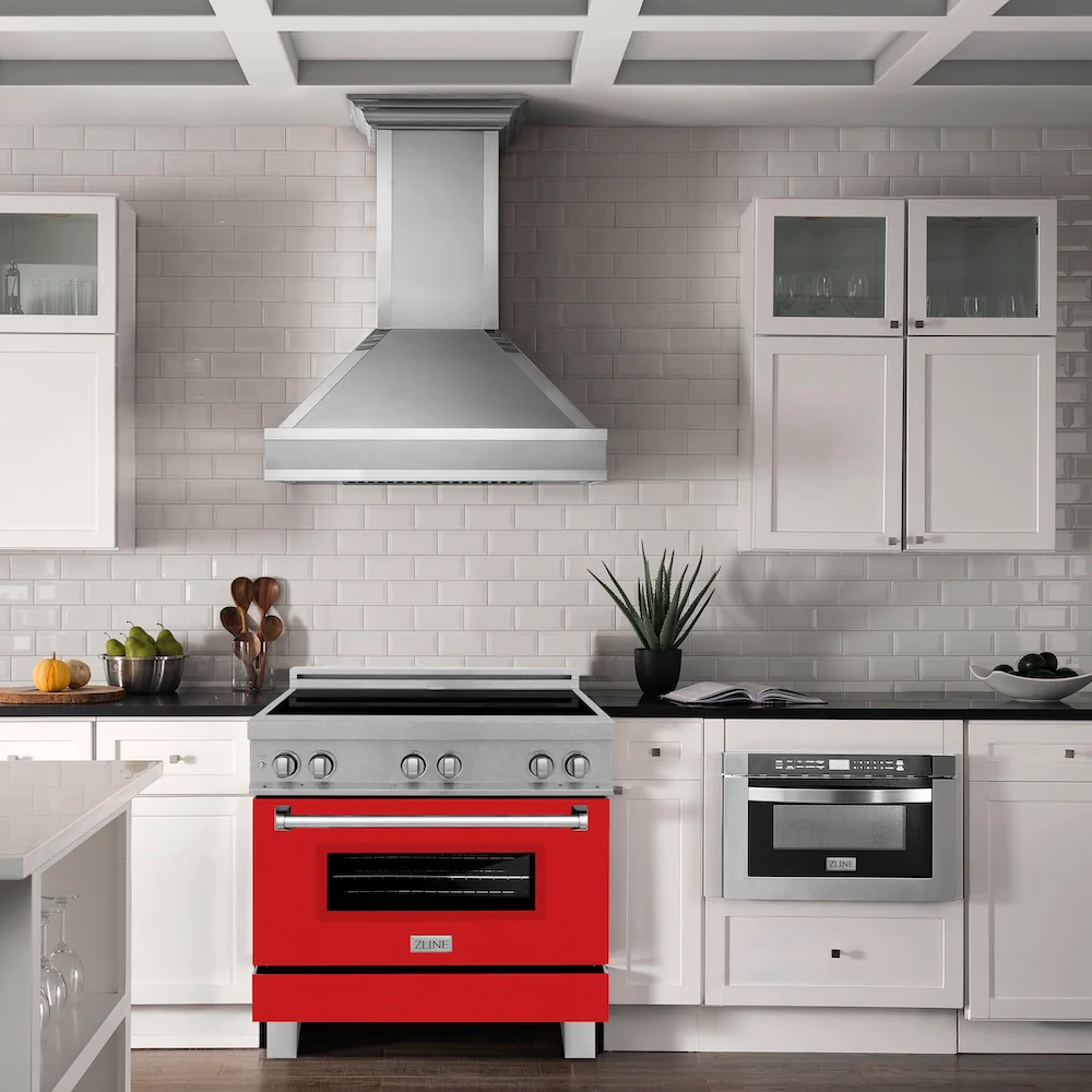 ZLINE 36 in. 4.6 cu. ft. Legacy Induction Range with 5 Element Cooktop and Electric Oven in Satin Stainless Steel and Red Matte Door, Open Box-Great Condition - Image 3