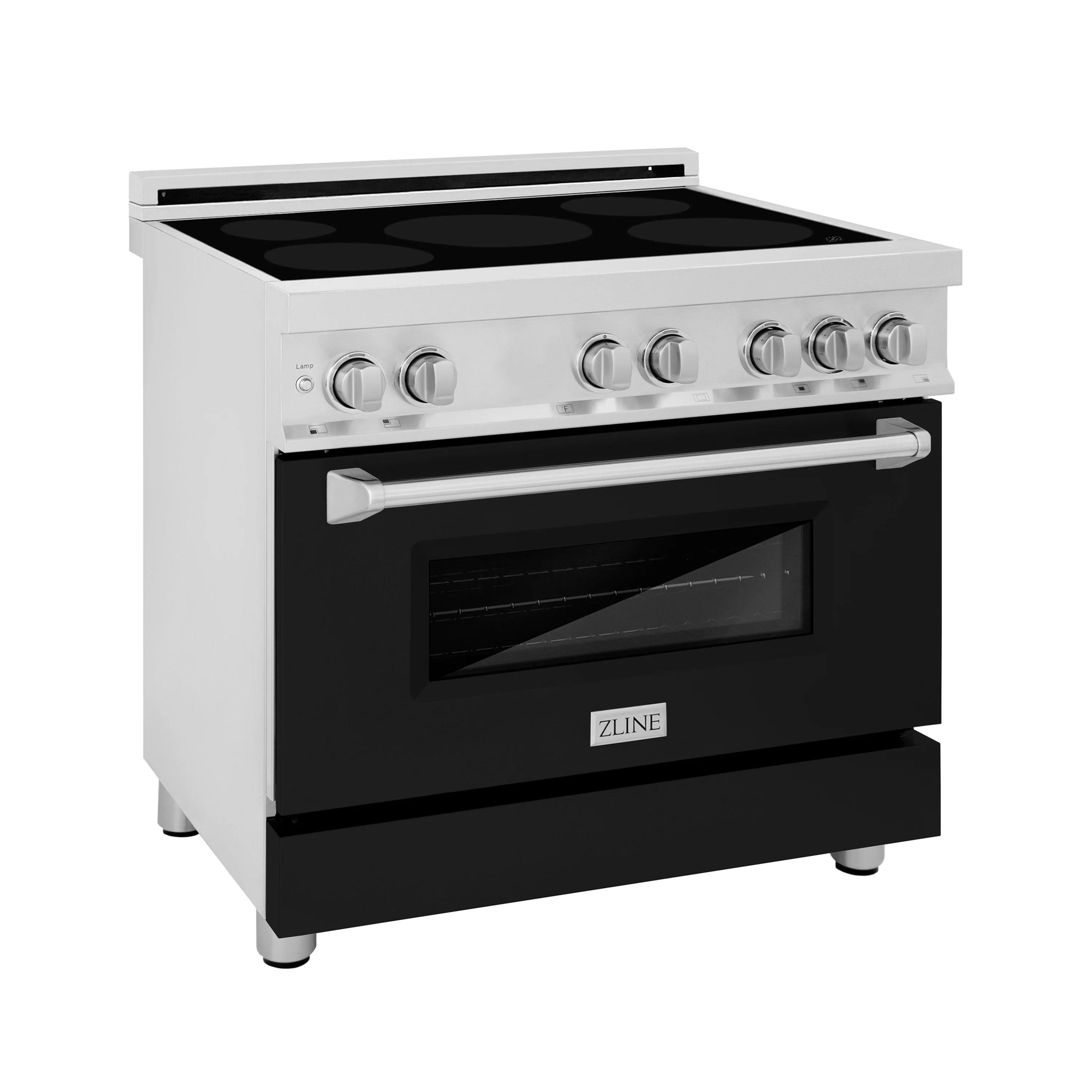 ZLINE 36 in. 4.6 cu. ft. Legacy Induction Range with 5 Element Cooktop and Electric Oven in Stainless Steel and Black Matte Door, Open Box-Great Condition