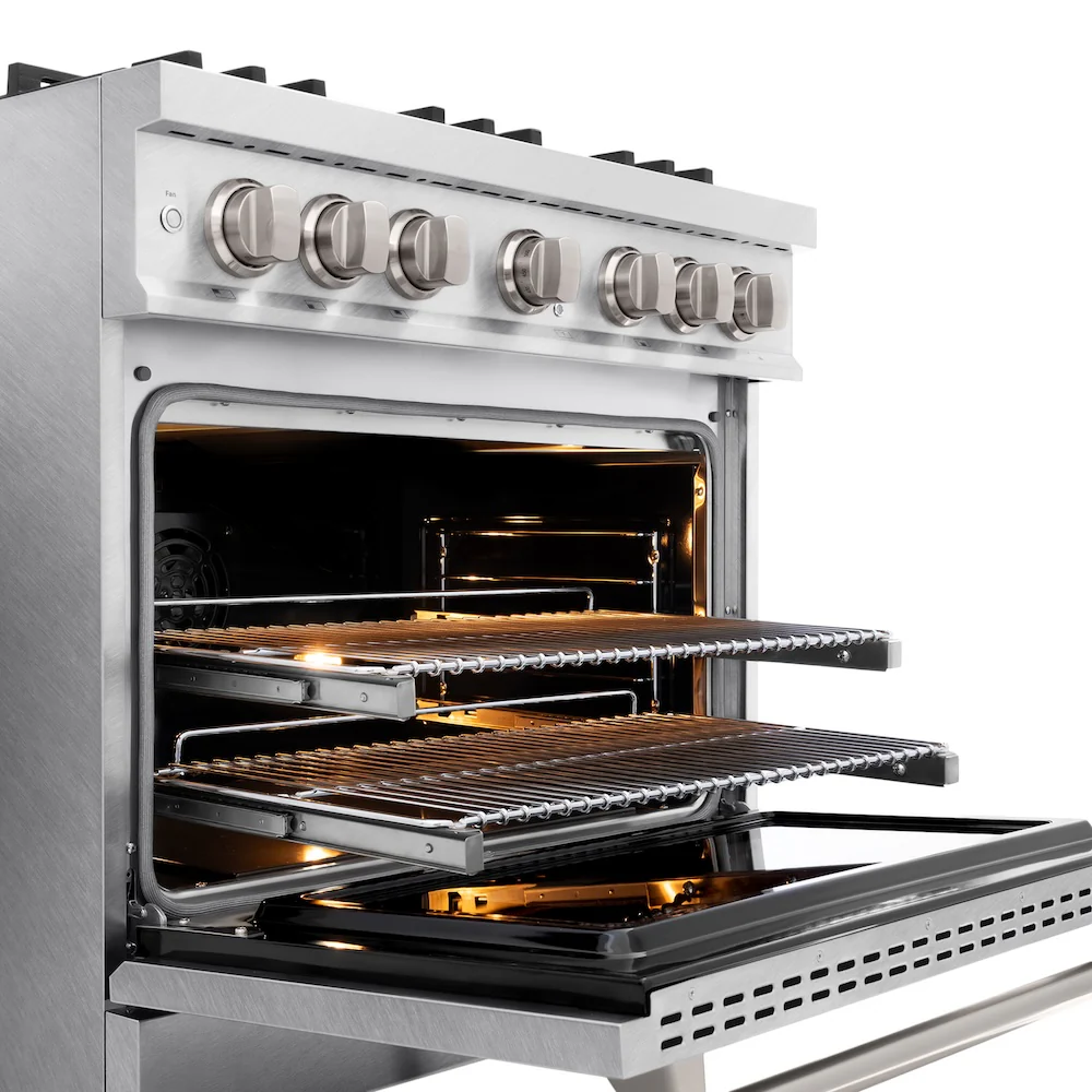ZLINE 36 in. 5.2 cu. ft. Classic Dual Fuel Range with 6 Burner Gas Cooktop and Electric Convection Oven in Satin Stainless Steel, Open Box-Great Condition - Image 8