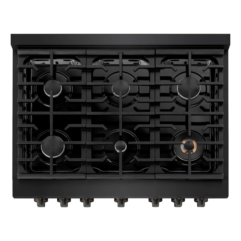 ZLINE 36 in. 5.2 cu. ft. Paramount Dual Fuel Range with 6 Burner Gas Cooktop and Electric Convection Oven in Black Stainless Steel, Open Box-Great Condition - Image 2