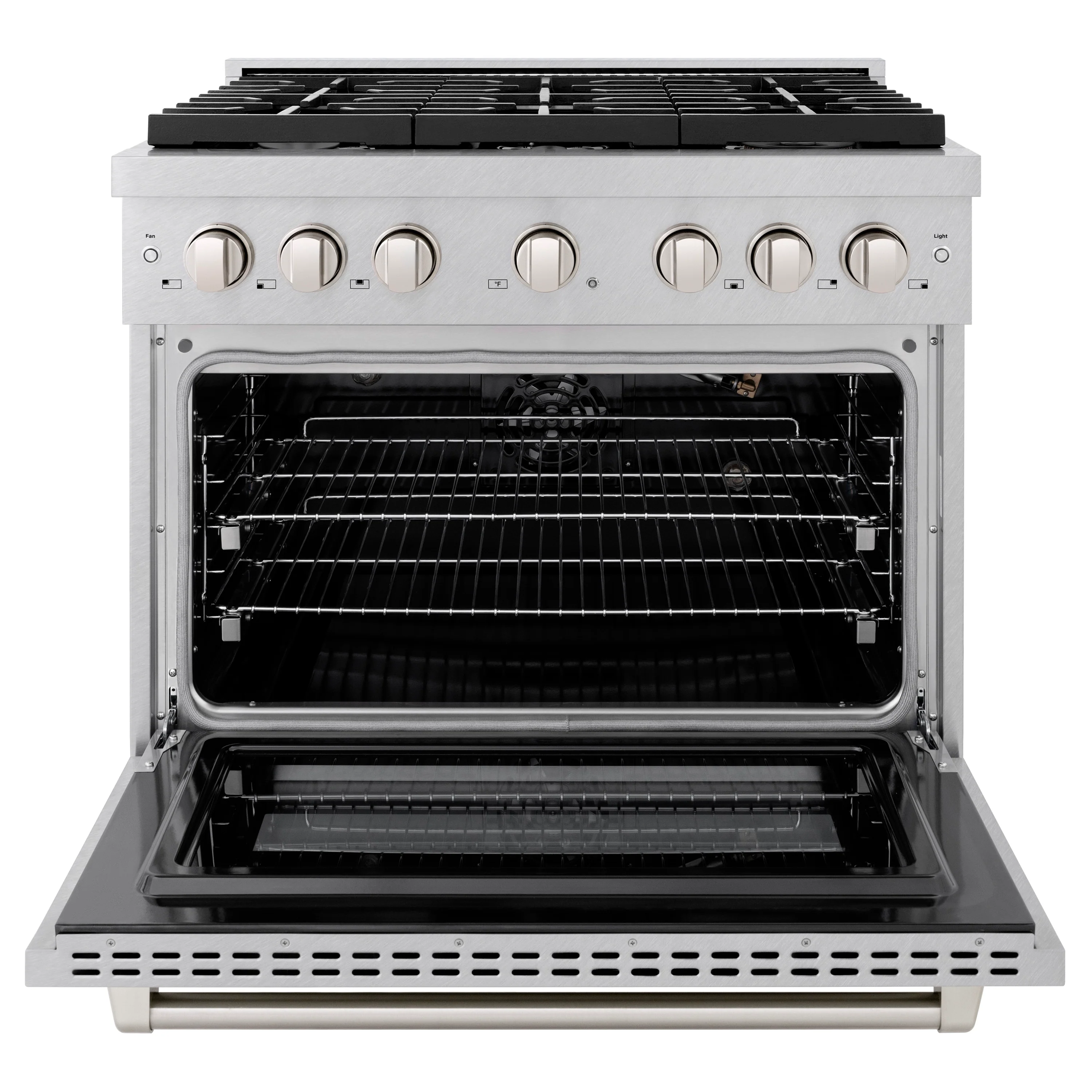 ZLINE 36 in. 5.2 cu. ft. Paramount Gas Range with 6 Burner Cooktop and Convection Gas Oven in Satin Stainless Steel, Open Box-Great Condition - Image 6