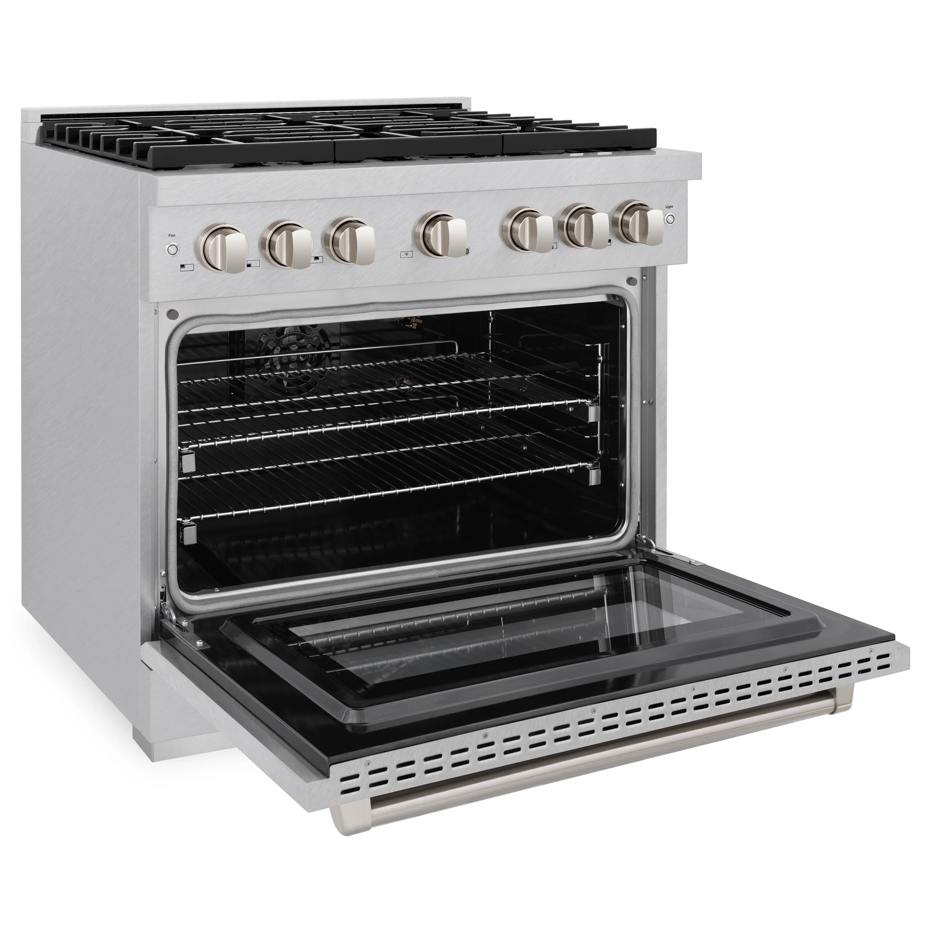 ZLINE 36 in. 5.2 cu. ft. Paramount Gas Range with 6 Burner Cooktop and Convection Gas Oven in Satin Stainless Steel, Open Box-Great Condition - Image 8