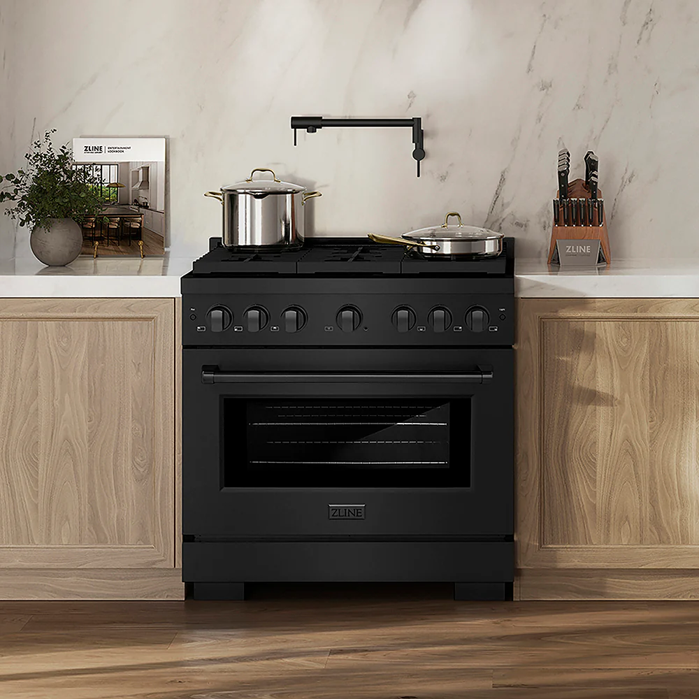 ZLINE 36 in. 5.2 cu. ft. Paramount Gas Range with 6 Burner DuoPro™ Cooktop and Convection Gas Oven in Black Stainless Steel, Open Box-Great Condition - Image 3