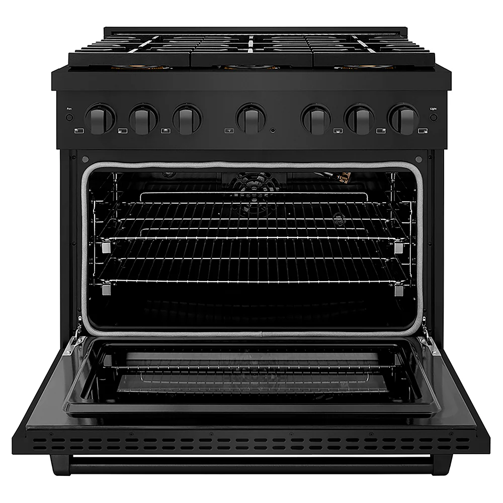 ZLINE 36 in. 5.2 cu. ft. Paramount Gas Range with 6 Burner DuoPro™ Cooktop and Convection Gas Oven in Black Stainless Steel, Open Box-Great Condition - Image 5
