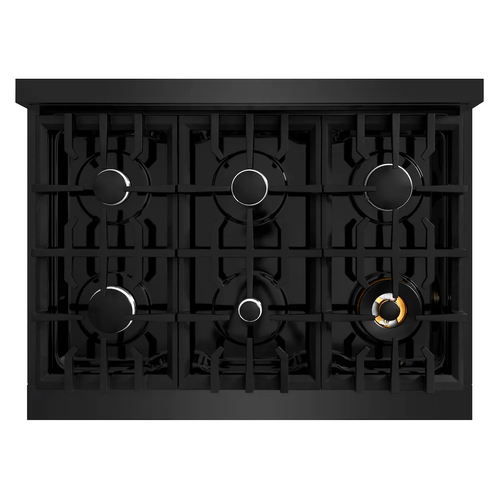 ZLINE 36 in. 5.2 cu. ft. Select Dual Fuel Range with 6 Burner Gas Cooktop and Electric Convection Oven in Black Stainless Steel, Open Box-Great Condition - Image 2