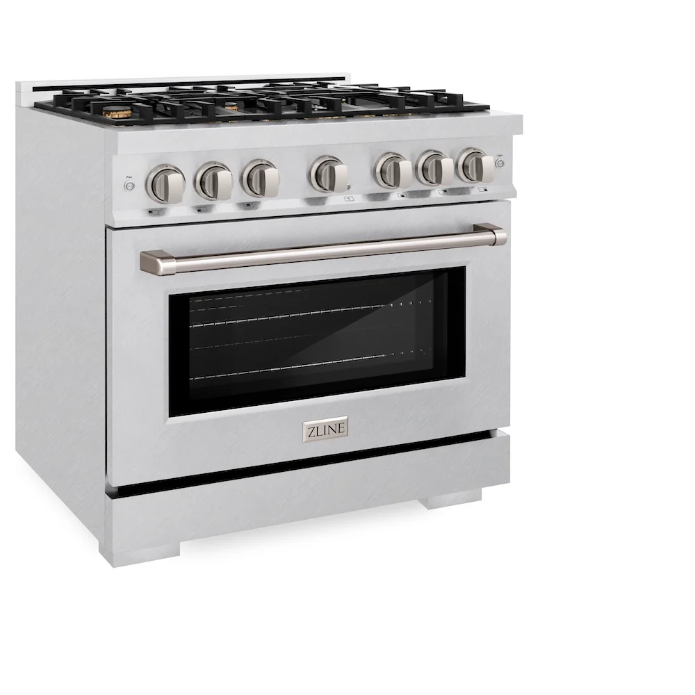 ZLINE 36 in. 5.2 cu. ft. Select Dual Fuel Range with Gas Cooktop and Electric Convection Oven in Satin Stainless Steel with 6 Brass Burners, Open Box-Great Condition - Image 6