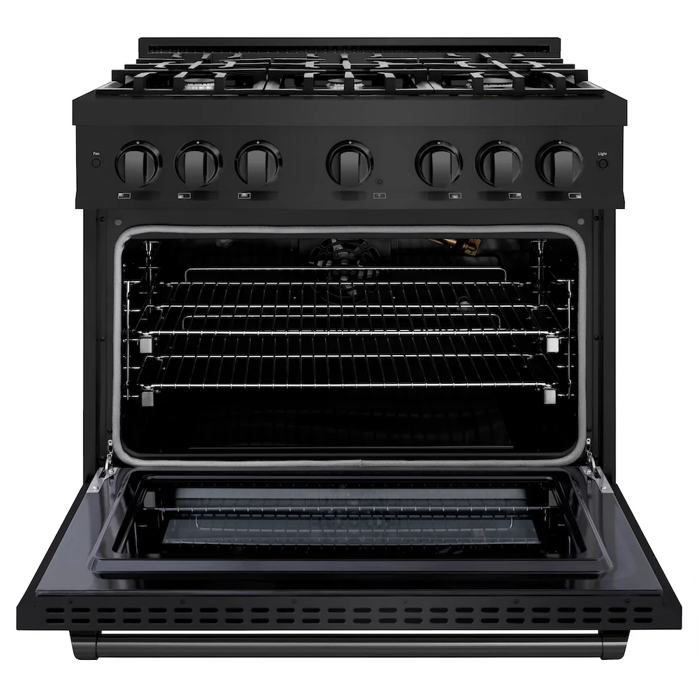 ZLINE 36 in. 5.2 cu. ft. Select Gas Range with 6 Burner Cooktop and Convection Gas Oven in Black Stainless Steel, Open Box-Great Condition - Image 5