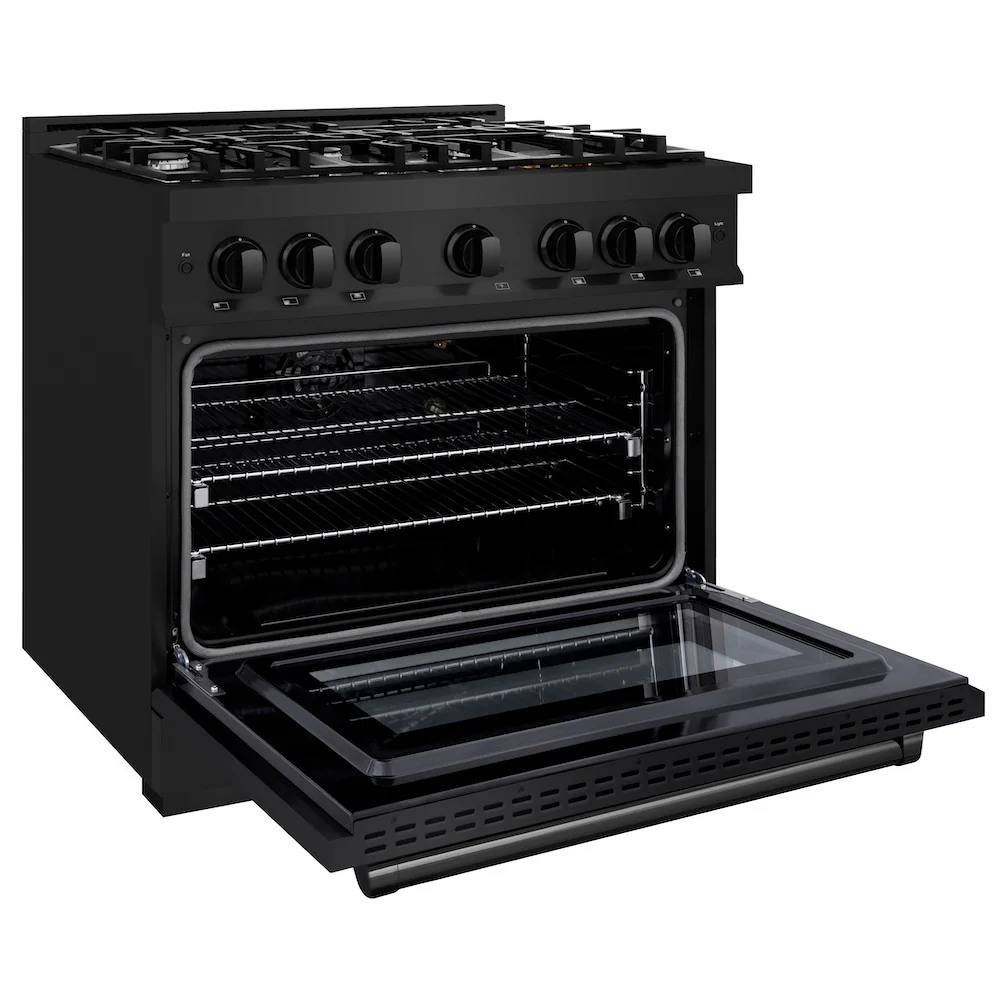 ZLINE 36 in. 5.2 cu. ft. Select Gas Range with 6 Burner Cooktop and Convection Gas Oven in Black Stainless Steel, Open Box-Great Condition - Image 7