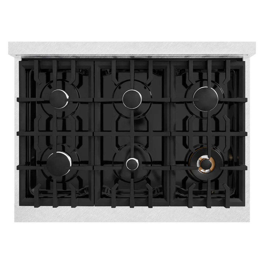 ZLINE 36 in. 5.2 cu. ft. Select Gas Range with 6 Burner Cooktop and Convection Gas Oven in Satin Stainless Steel, Open Box-Great Condition - Image 2