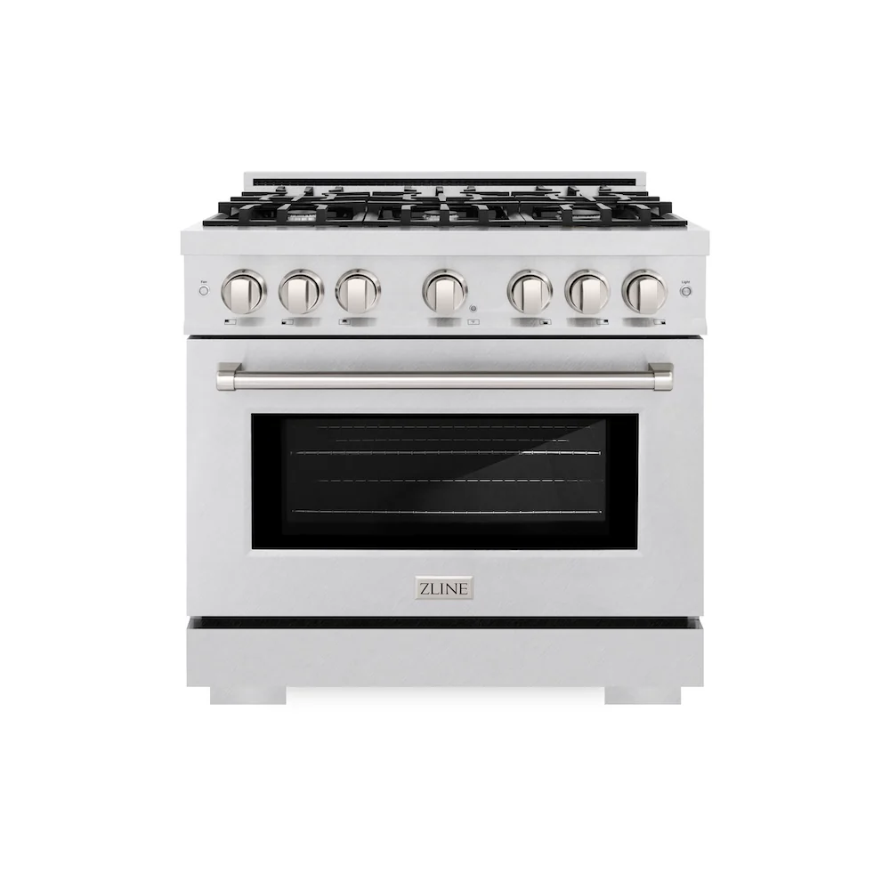 ZLINE 36 in. 5.2 cu. ft. Select Gas Range with 6 Burner Cooktop and Convection Gas Oven in Satin Stainless Steel, Open Box-Great Condition - Image 3