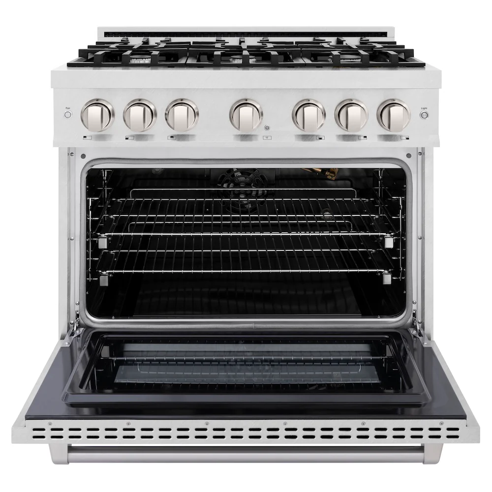 ZLINE 36 in. 5.2 cu. ft. Select Gas Range with 6 Burner Cooktop and Convection Gas Oven in Satin Stainless Steel, Open Box-Great Condition - Image 5