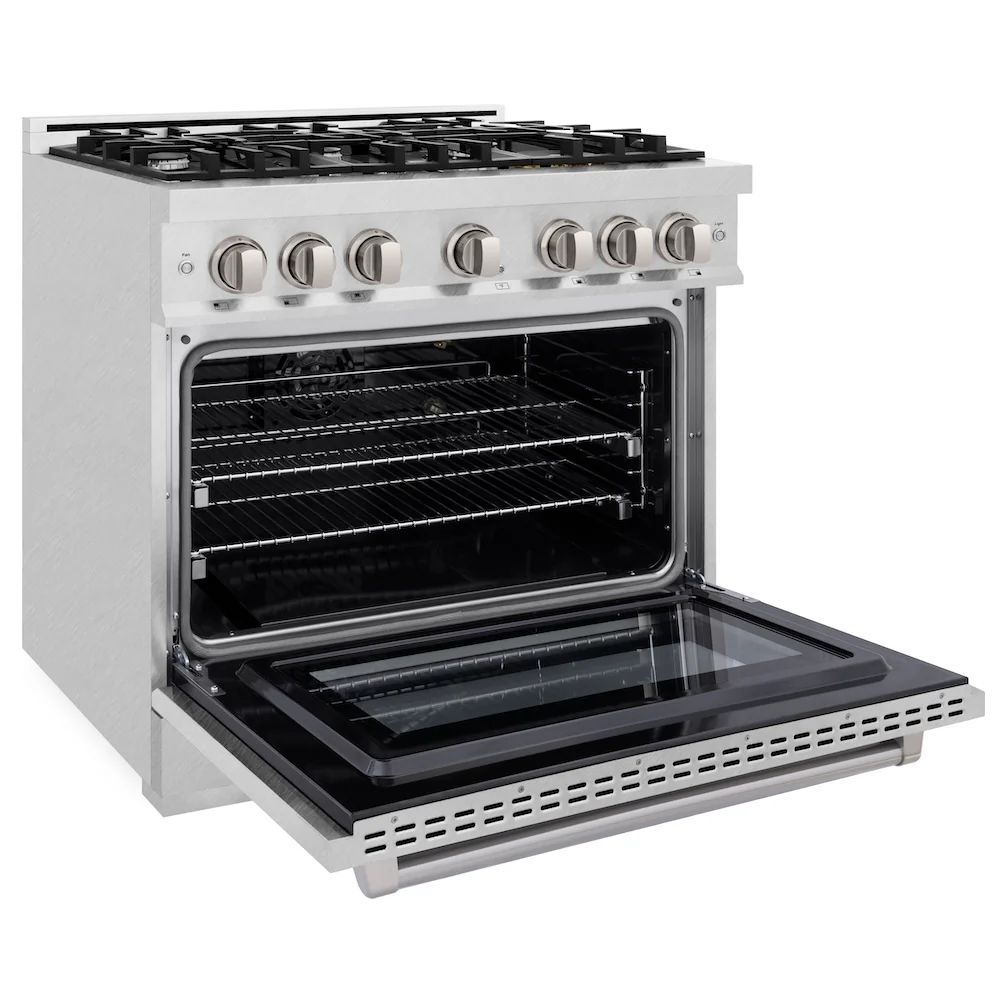 ZLINE 36 in. 5.2 cu. ft. Select Gas Range with 6 Burner Cooktop and Convection Gas Oven in Satin Stainless Steel, Open Box-Great Condition - Image 7