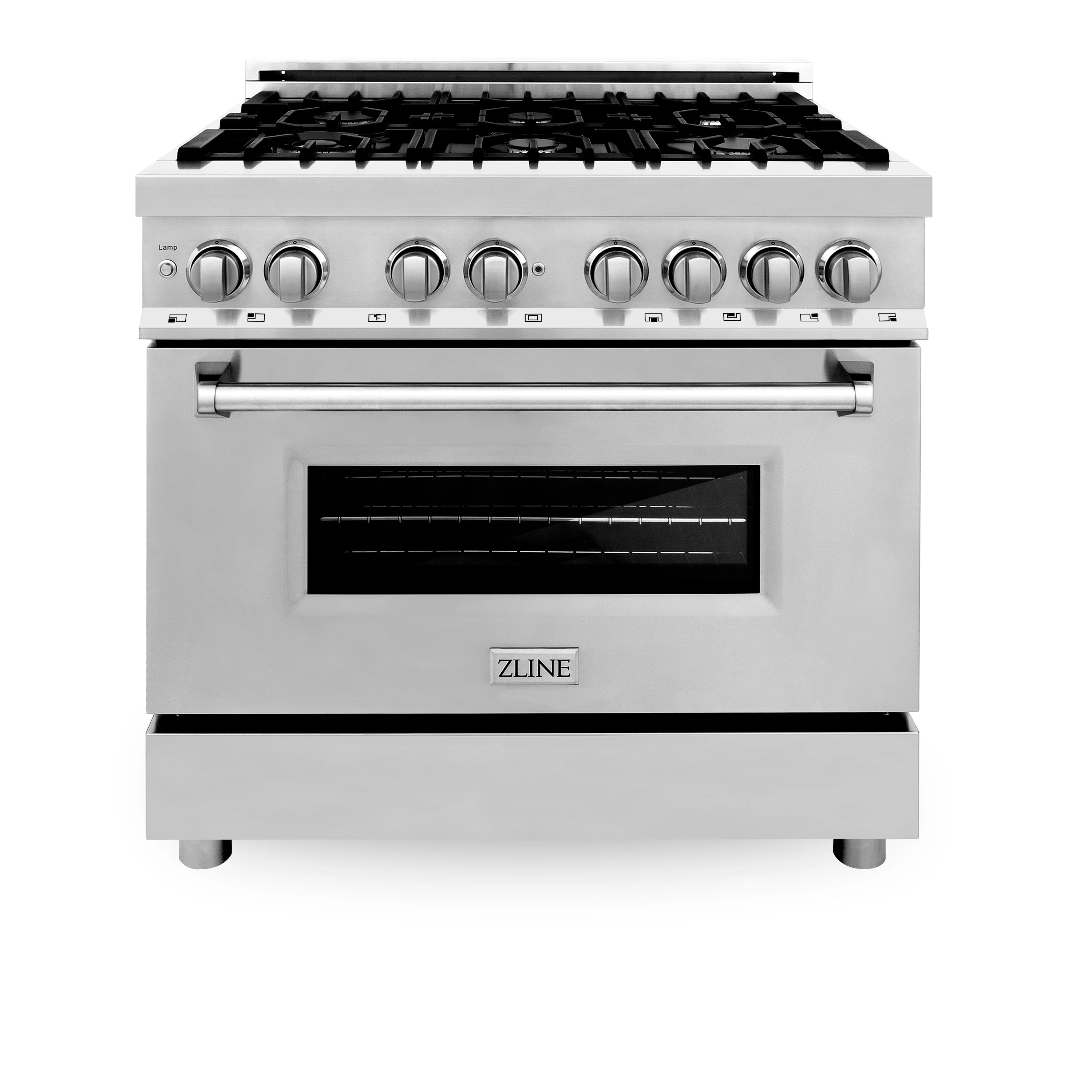 ZLINE 36 in. 4.6 cu. ft. Legacy Dual Fuel Range with 6 Burner Gas Cooktop and Electric Convection Oven in Stainless Steel with Griddle (RA-GR-36) - Image 2