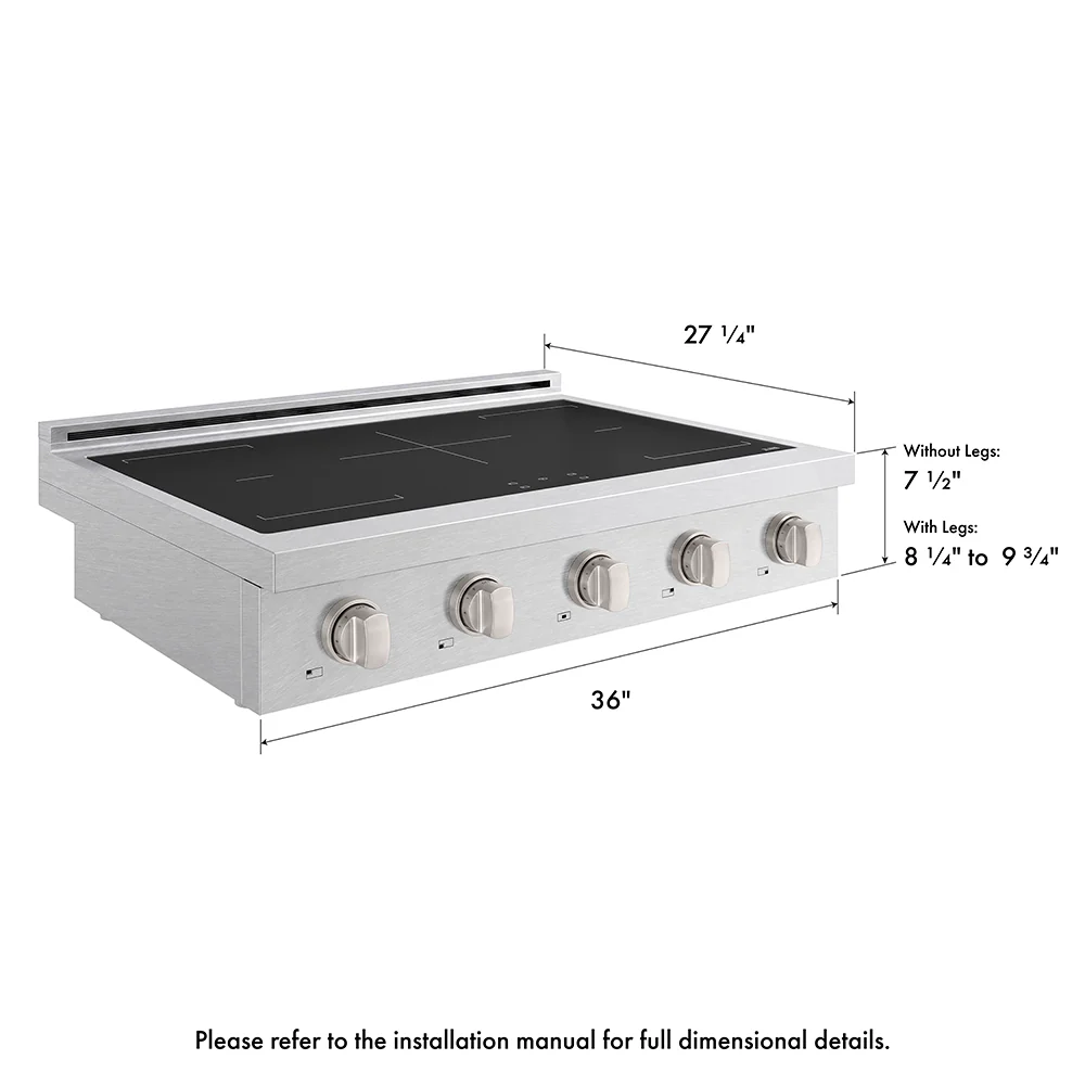 ZLINE 36 in. Paramount Induction Rangetop with 5 Element Cooktop in Satin Stainless Steel (SINRTS-36) - Image 17
