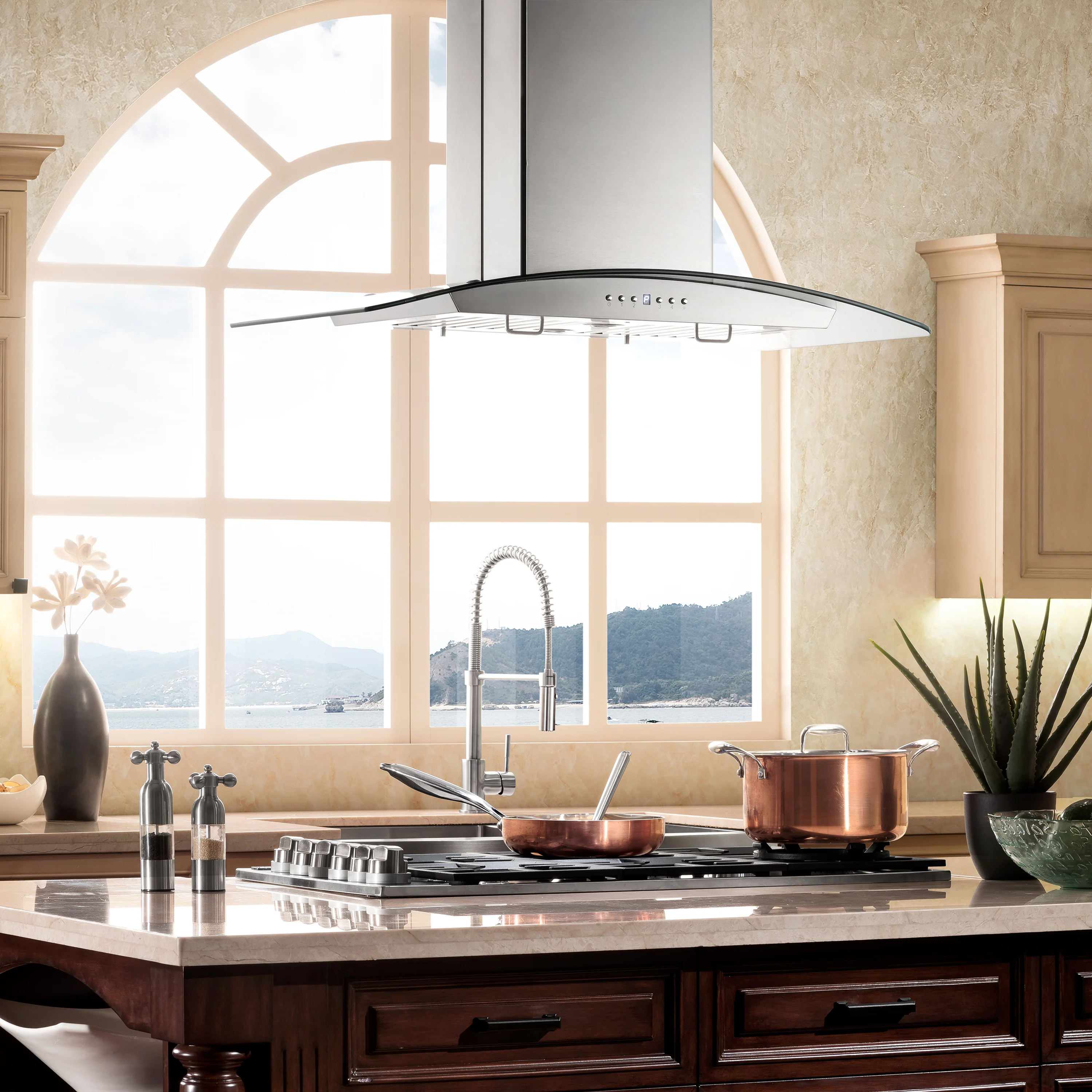 ZLINE 36" Convertible Vent Island Mount Range Hood in Stainless Steel & Glass (GL14i-36) - Image 2