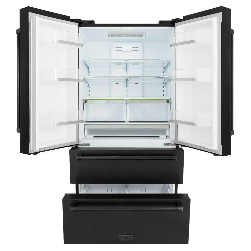 ZLINE Kitchen Package with Black Stainless Steel Refrigerator, 36 in. Dual Fuel Range, Range Hood, and Microwave Drawer (4KPR-RABRH36-MW) - Image 15