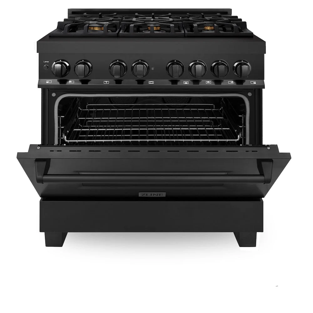 ZLINE Kitchen Package with Black Stainless Steel Refrigerator, 36 in. Dual Fuel Range, Range Hood, and Microwave Drawer (4KPR-RABRH36-MW) - Image 17