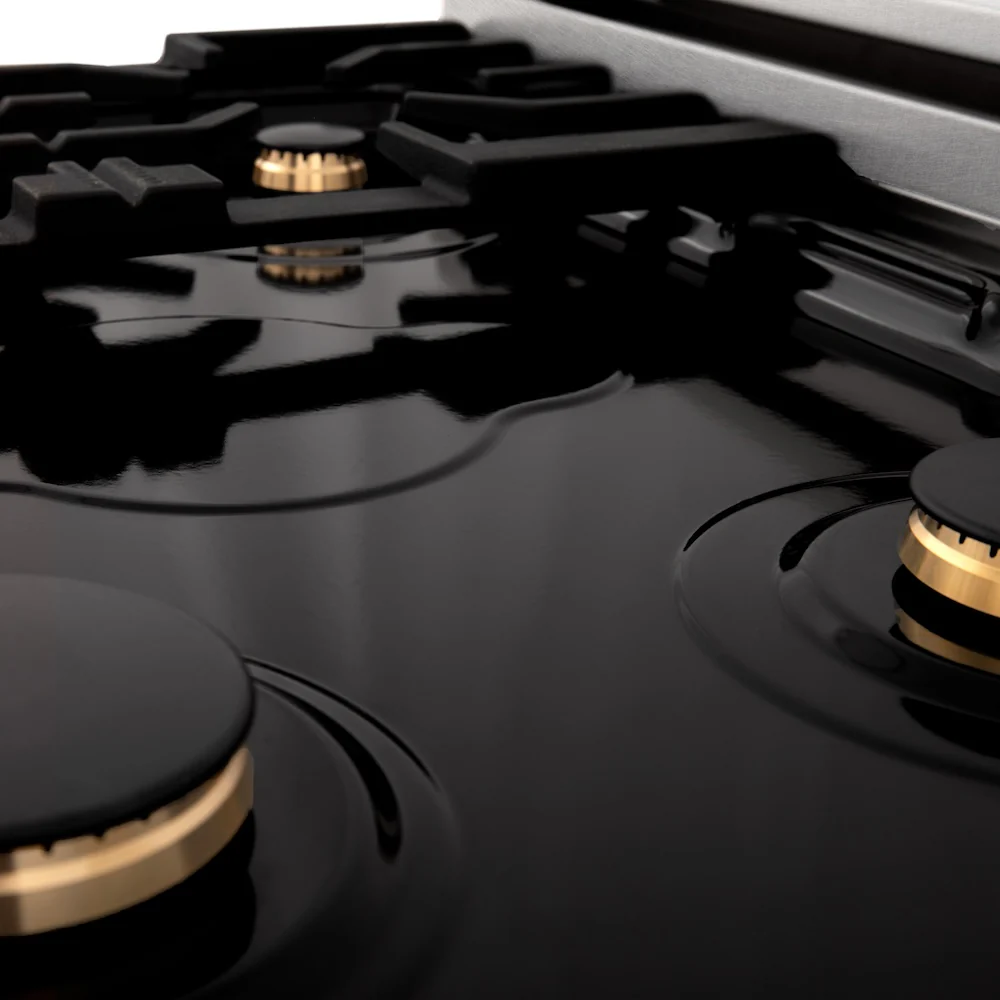 ZLINE 36 in. 4.6 cu. ft. Legacy Dual Fuel Range with Gas Cooktop and Electric Convection Oven in Satin Stainless Steel with 6 Brass Burners (RAS-SN-BR-36) - Image 12